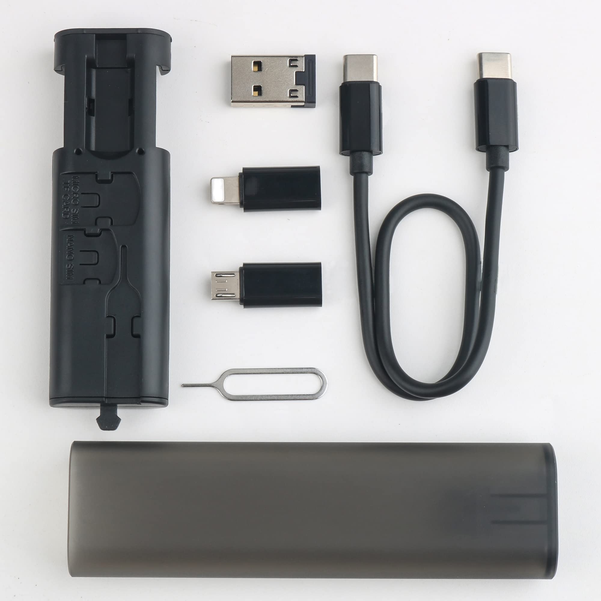 Yinow Usb Type C To C Charging And Data Transfer Cable With 3 Adapters Combination Set In Tube Case, Translucent Black