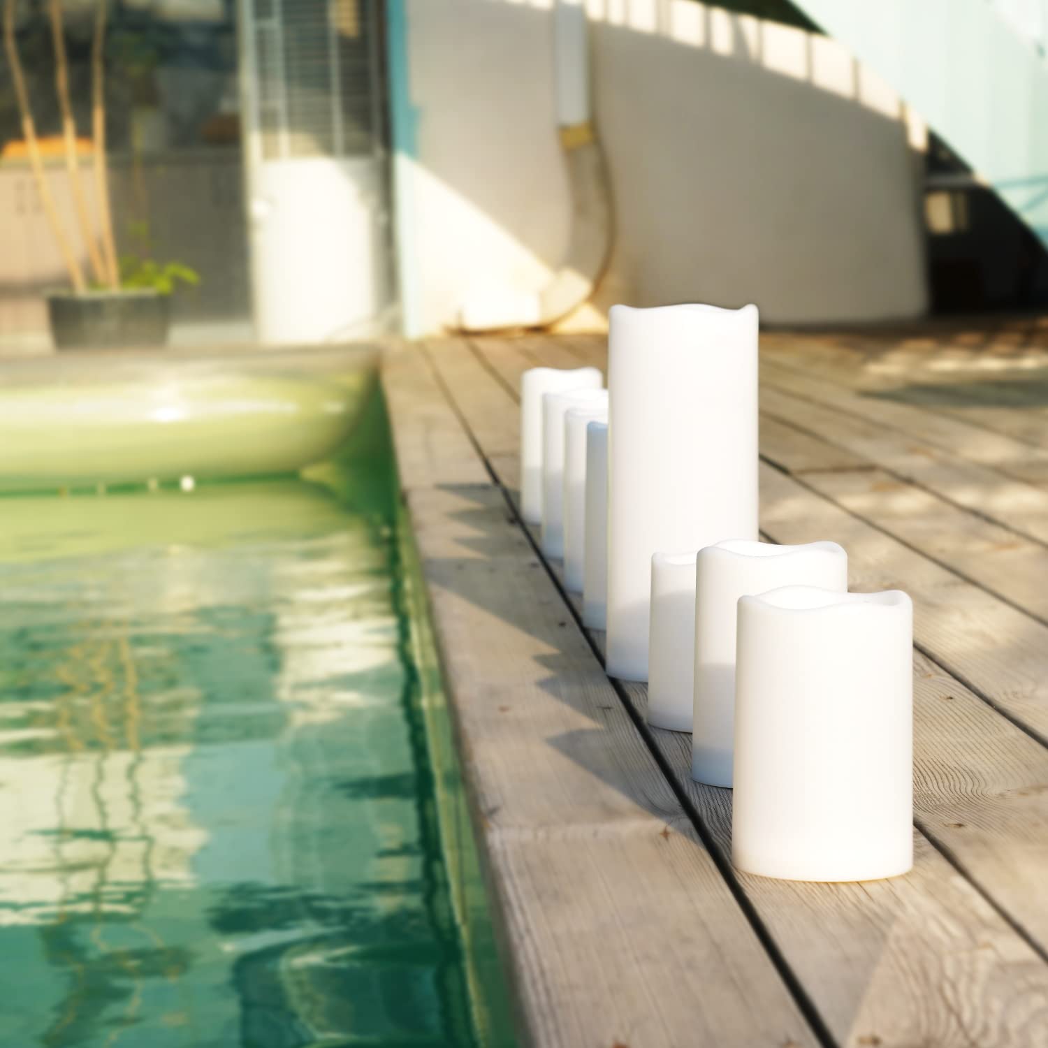 Homemory 4''X8'' Large Solar Candles Outdoor Waterproof, Dusk To Dawn, Solar Powered Flameless Candles For Outdoor, Lanterns, Se