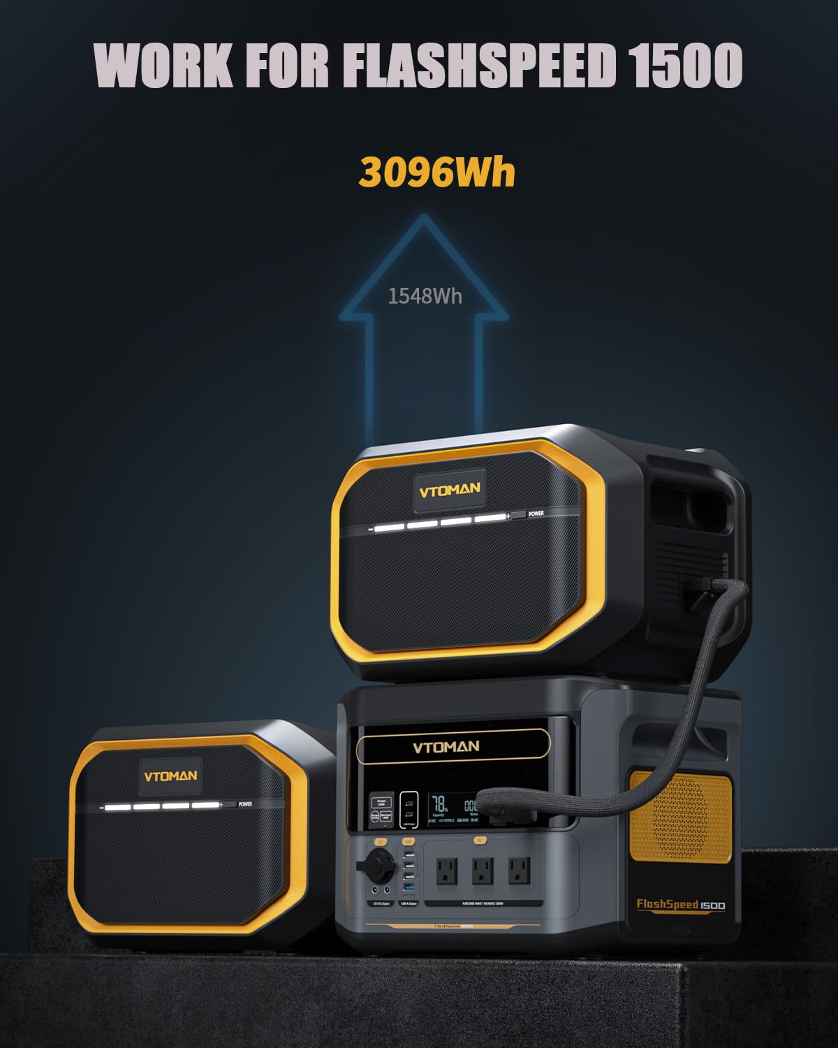 Vtoman Flashspeed 1500 Extra Battery, 1548Wh Large Capacity Lifepo4 Battery With Bms Protection For Camping, Home Backup, Suitab