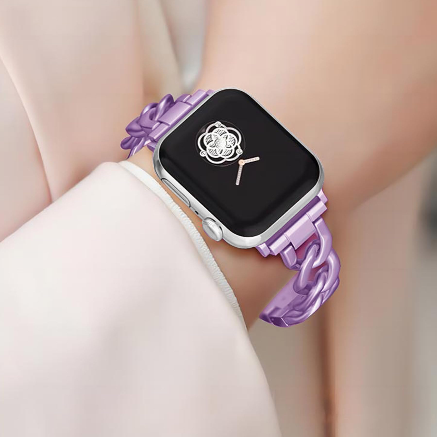 Kolgios 38/40/41Mm Fog Purple Cool Women Chain Metal Smartwatch Bands Compatible For Apple Watch Series 9/8/7/6/Se Stylish Repla