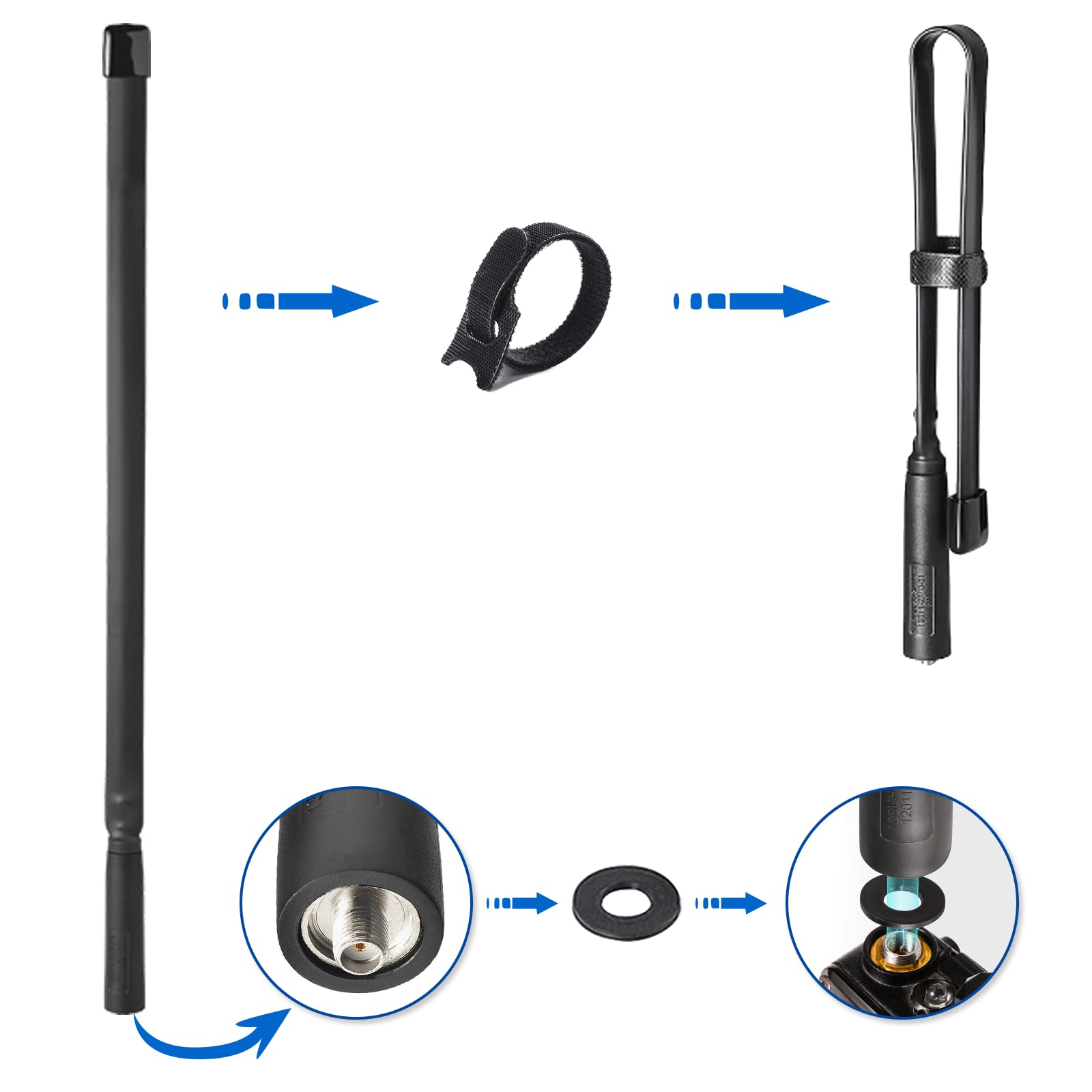 Bingfu Dual Band Vhf Uhf 136 520Mhz 18.5 Inch Foldable Cs Tactical Sma Female Ham Radio Antenna For Kenwood Wouxun Baofeng Bf F8