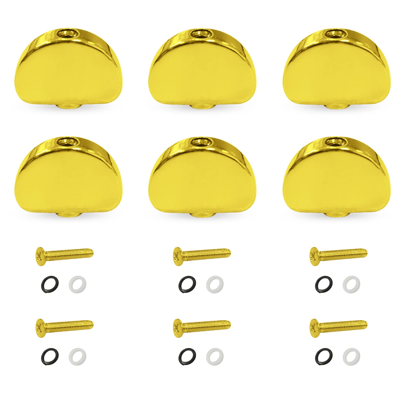 Maxcheer 6Pcs Metal Big Semicircle Guitar Tuning Pegs Tuners Machine Heads Replacement Buttons Knobs Handle (Gold)