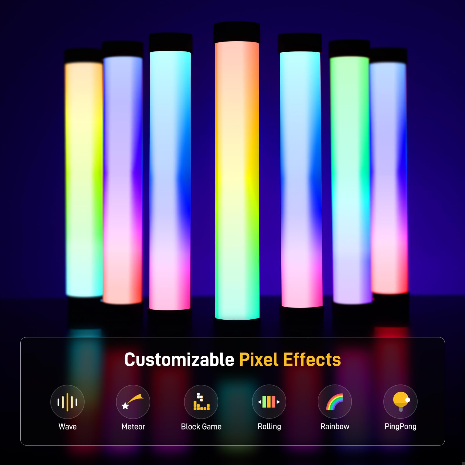 Gvm Bx8C Rgb Tube Light With Spotlight, Full Color Photography Handheld Led Video Lighting Wand Stick With Bluetooth Control, 6