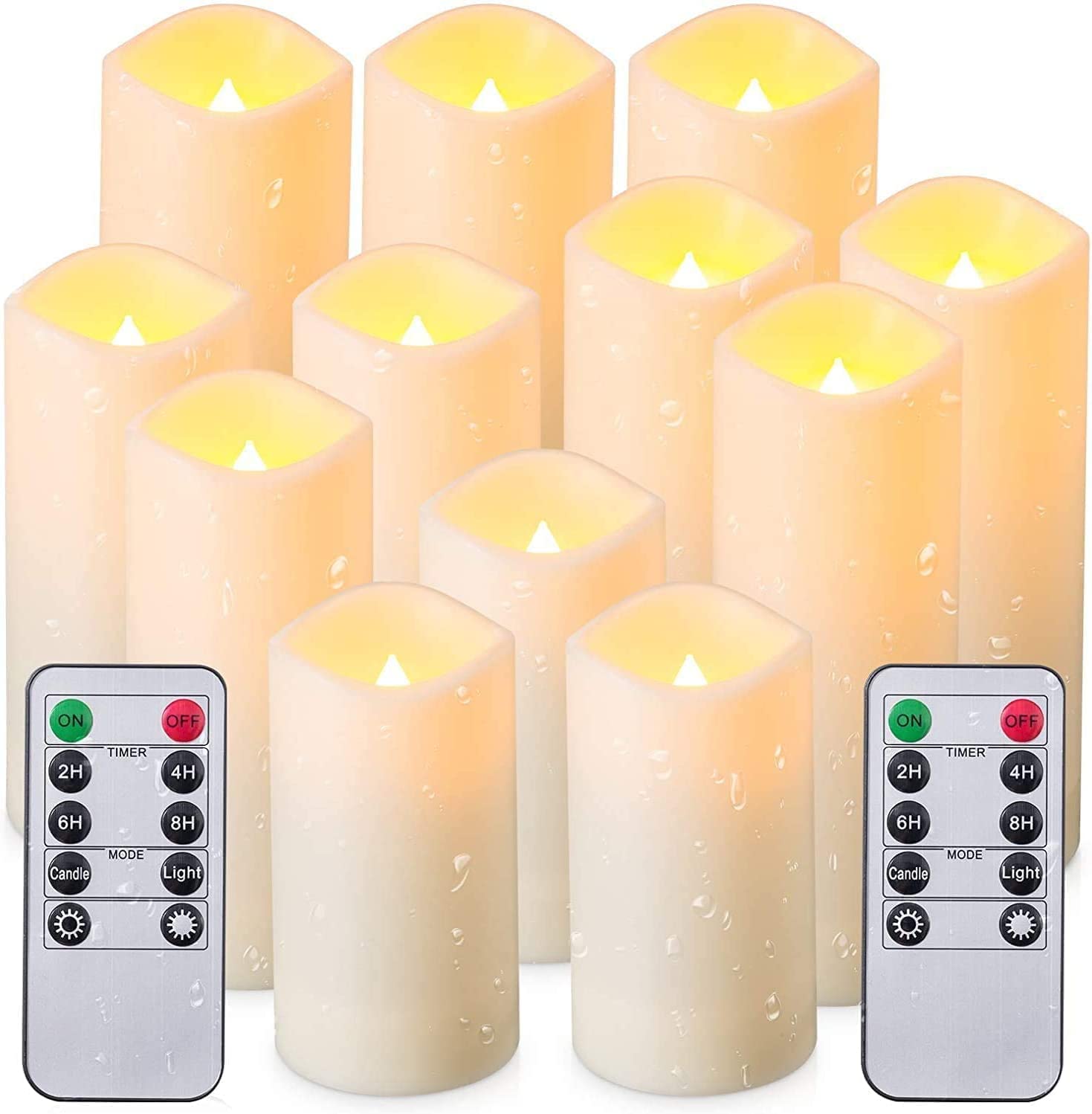 Aamdkcyu Flameless Candles With Remote & 2/4/6/8H Timers, Outdoor Indoor Waterproof Remote Candles Battery Operated, Electric Le