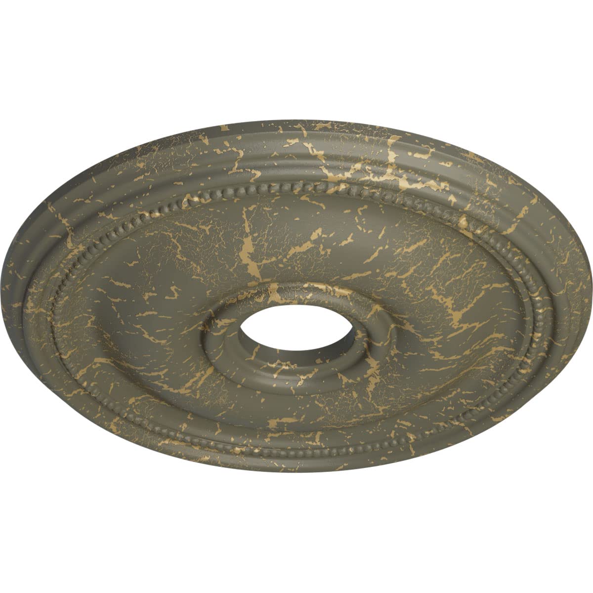 Ekena Millwork Cm18Brwhc Bradford Ceiling Medallion, 18 1/8''Od X 3 3/4''Id X 1 1/8''P, Hand Painted Witch Hazel Crackle