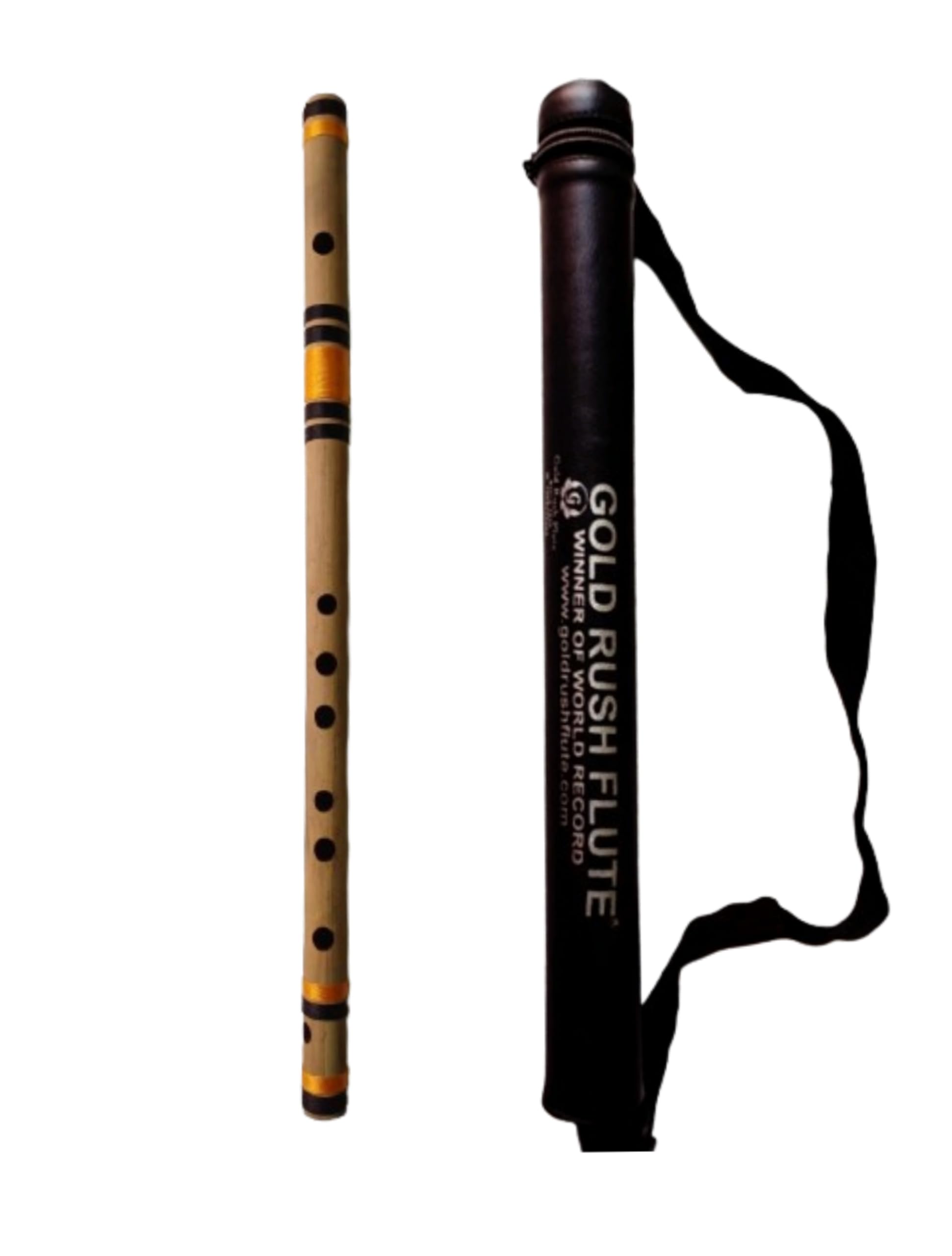 Gold Rush Flute C Sharp Medium Professional Right Handed Bamboo Flute 18.5 Inch Size 47 Cm Length With Free Carry Bag Gold Rush