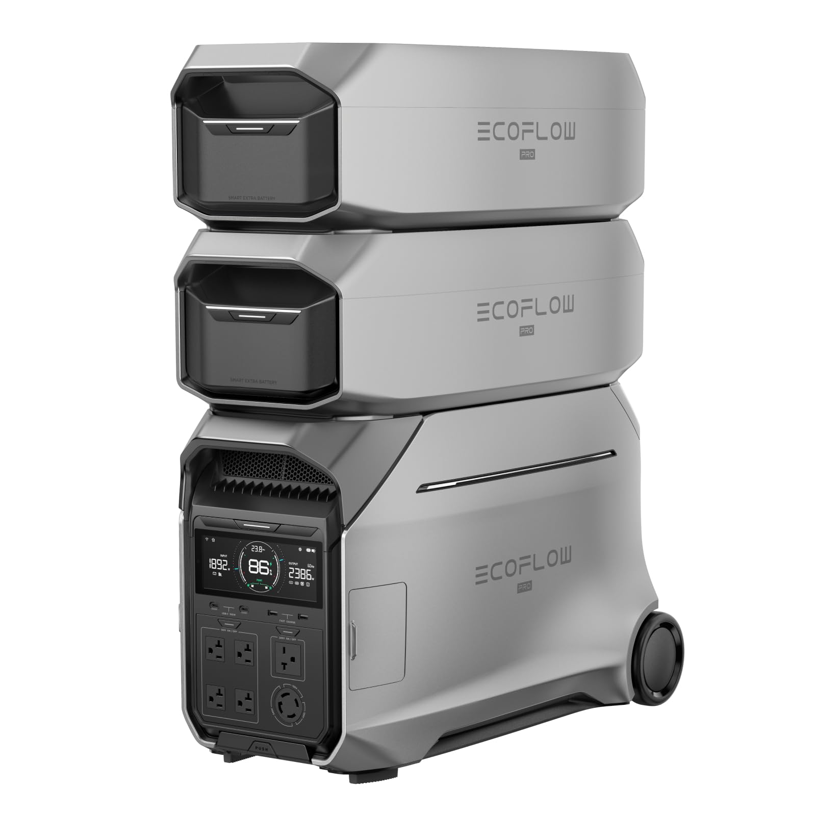 Ef Ecoflow 12Kwh Portable Power Station: Delta Pro 3 With 2 Extra Battery, 120/240V 4000W Ac Output, Solar Generator For Home Us