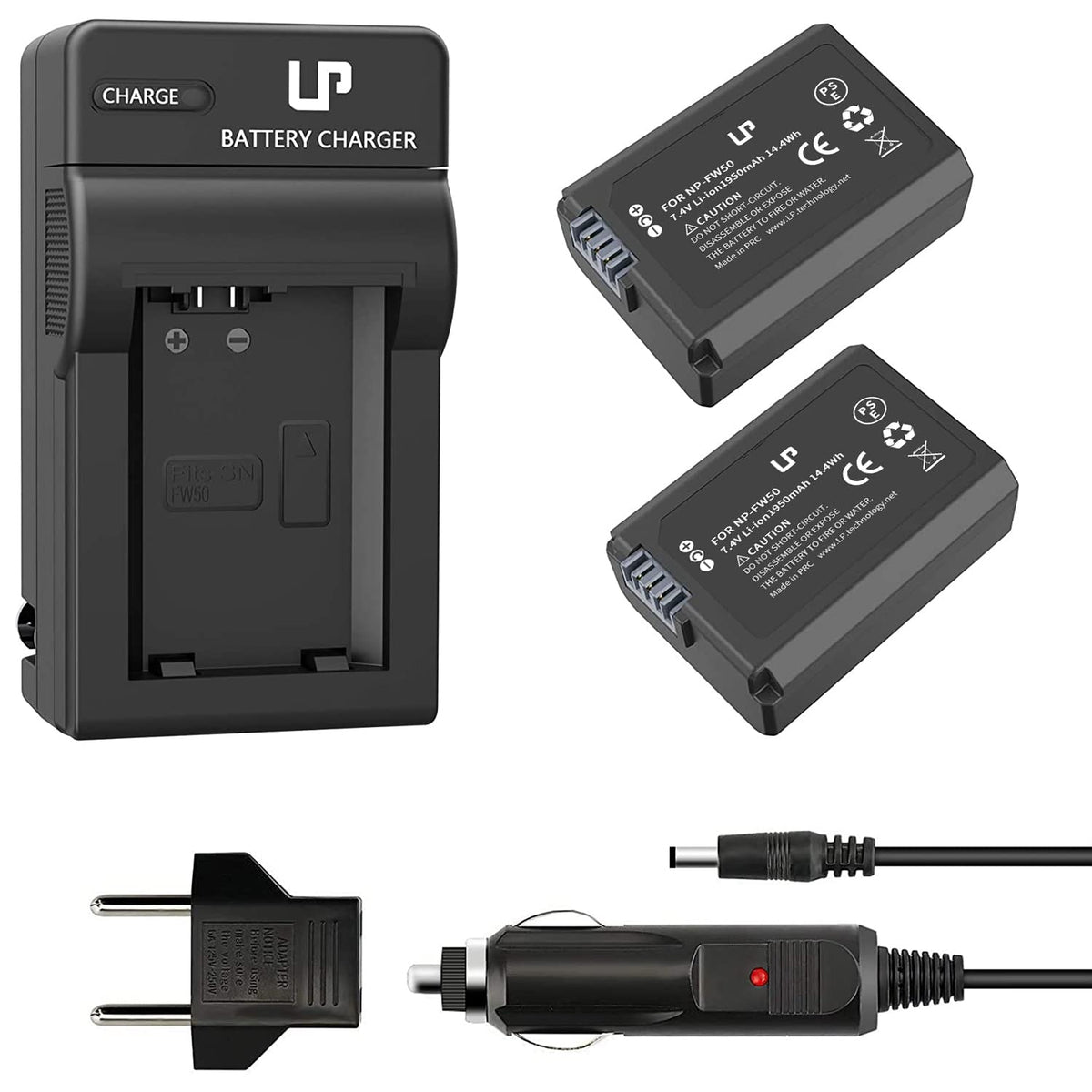 Np Fw50 Battery Charger Pack, Lp 2 Pack Battery & Charger, Compatible With Sony Alpha A6000, A6400, A6100, A6300, A6500, A5100,