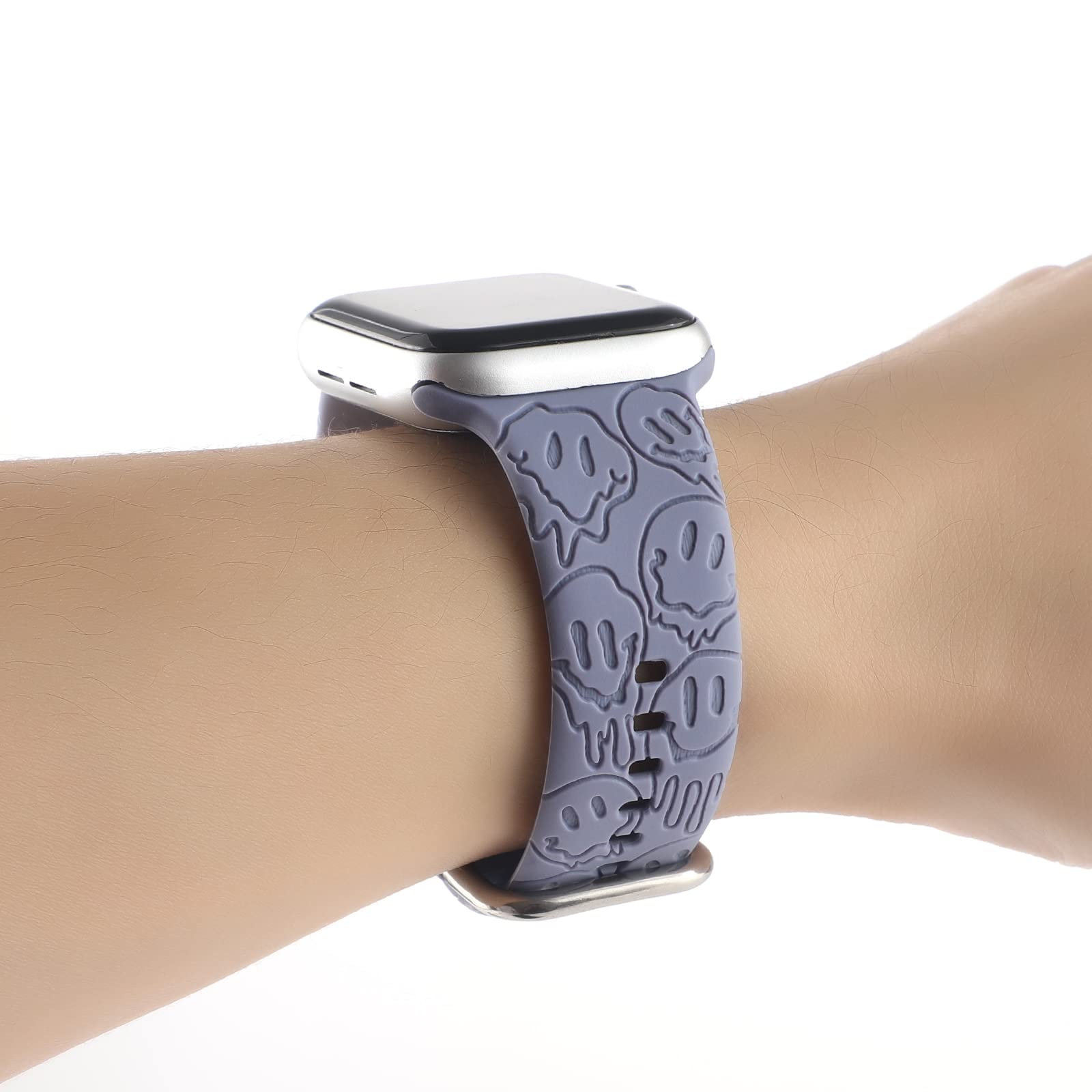 Halloween Ghost Engraved Silicone Band Compatible With Apple Watch 42Mm 44Mm 45Mm 49Mm,Soft Silicone Sport Wristband Cute Strap