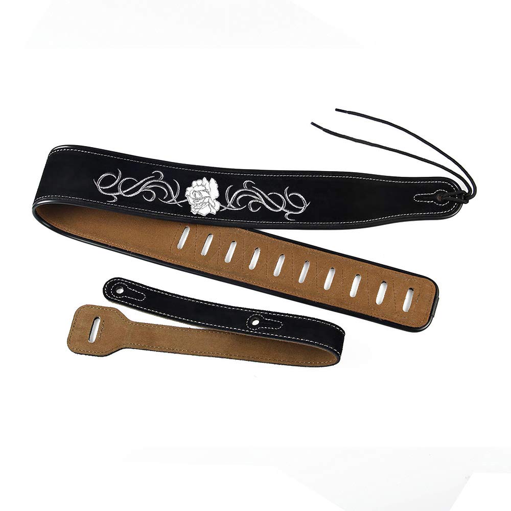 Yueko Cowhide Guitar Strap Soft Comfable Durable Electric Guitar Strap Bass Strap Adjustable Acoustic Guitar Belt Width 7Cm (Y22