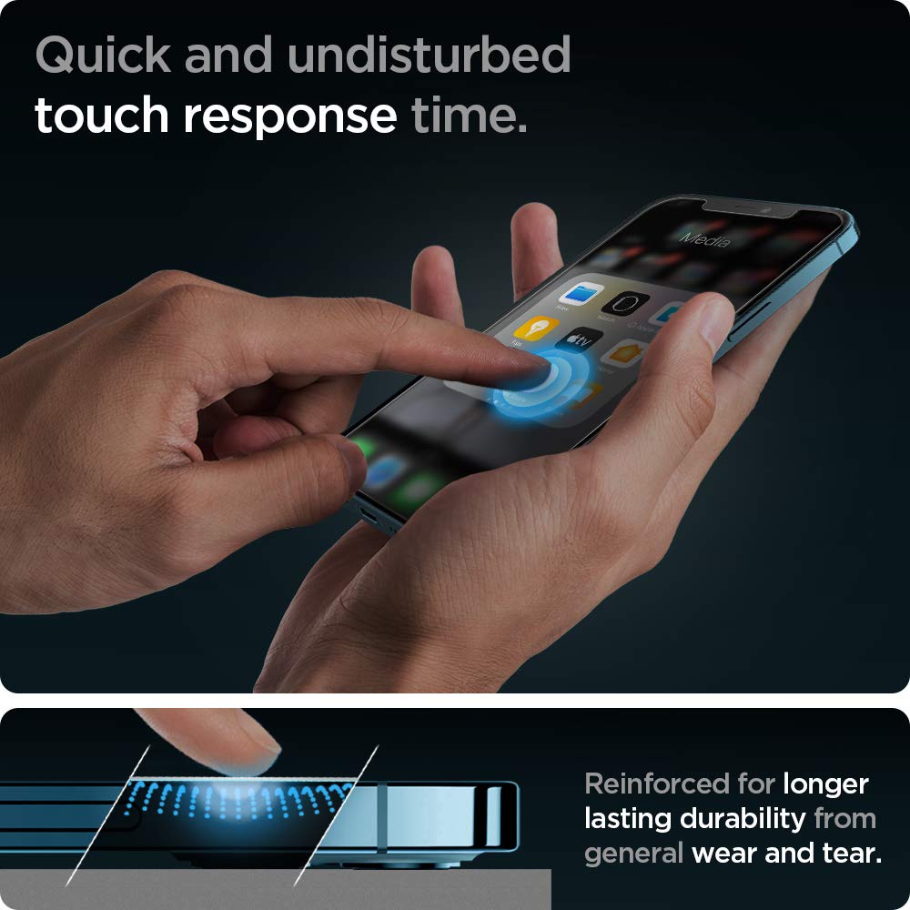Spigen Tempered Glass Screen Protector Glastr Ez Fit  Privacy] Designed For Iphone 12 Pro Max   2 Pack