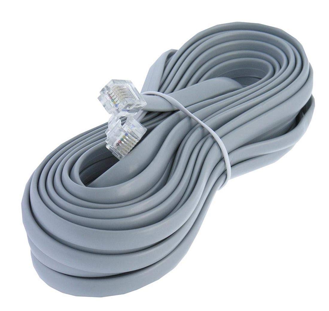 25ft Heavy Duty RJ12 Silver Satin 6 Conductor 6P/6C Reverse Wired Telephone Line Cord by Corpco