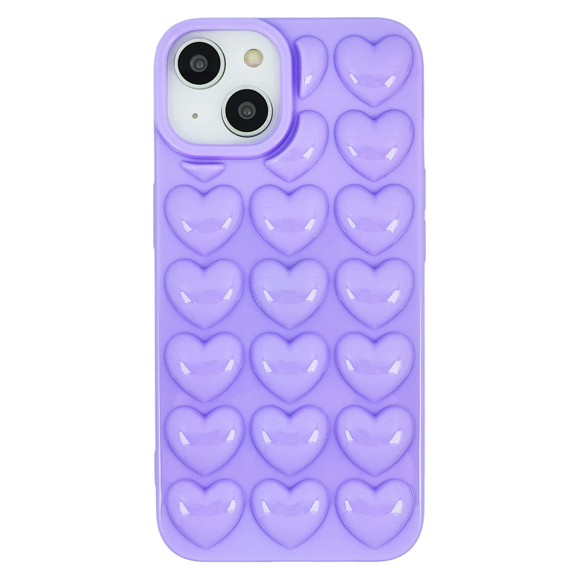 Dmaos For Iphone 15 Plus Case For Women, 3D Pop Bubble Heart Kawaii Gel Cover, Cute Girly For Iphone15 Plus 6.7 Inch - Lavender