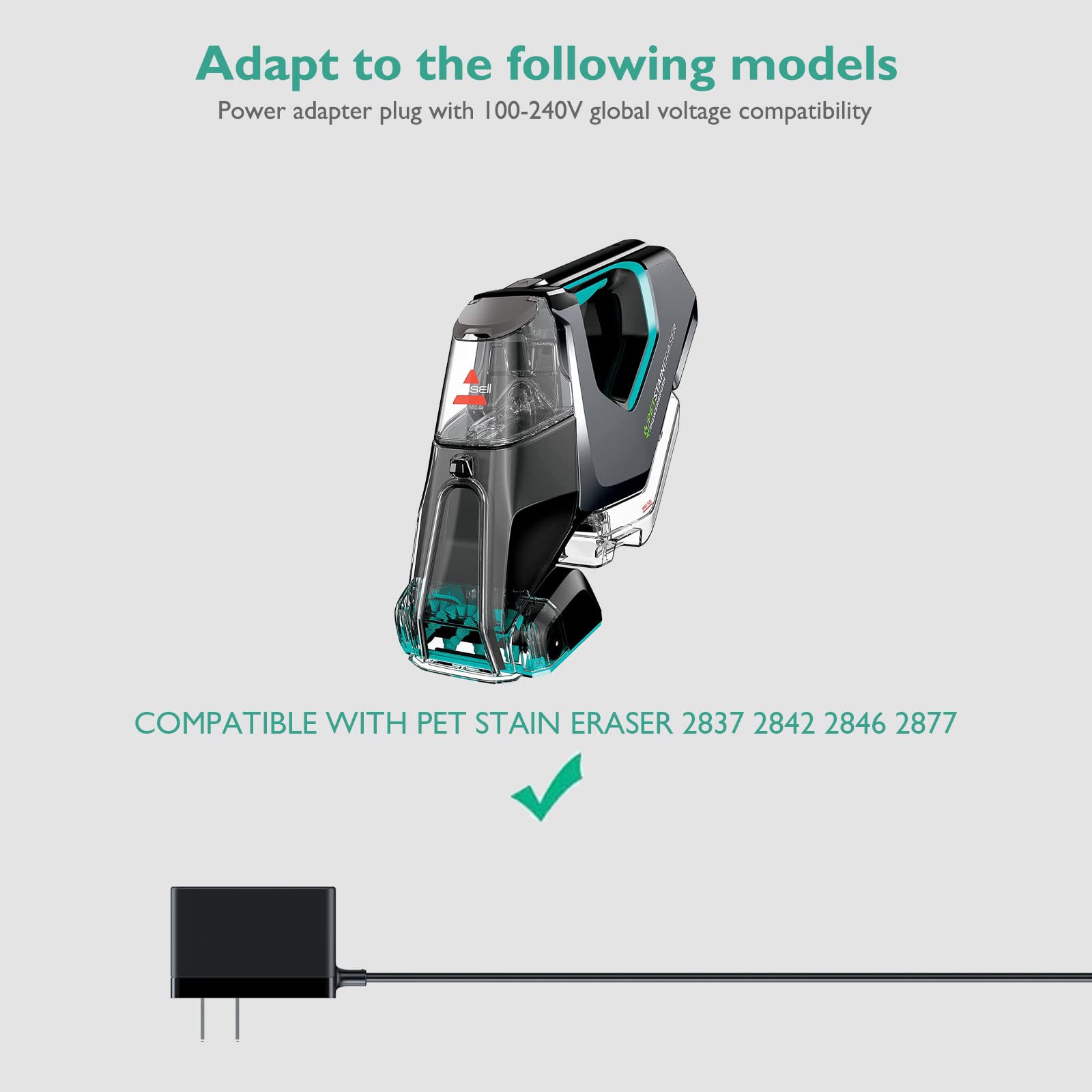 Lnauy Charger Compatible With Bissell Pet Stain Eraser 2837 2842 2846 2877 Replacement Ac Adapter 1624554 Cordless Vacuum Cleane