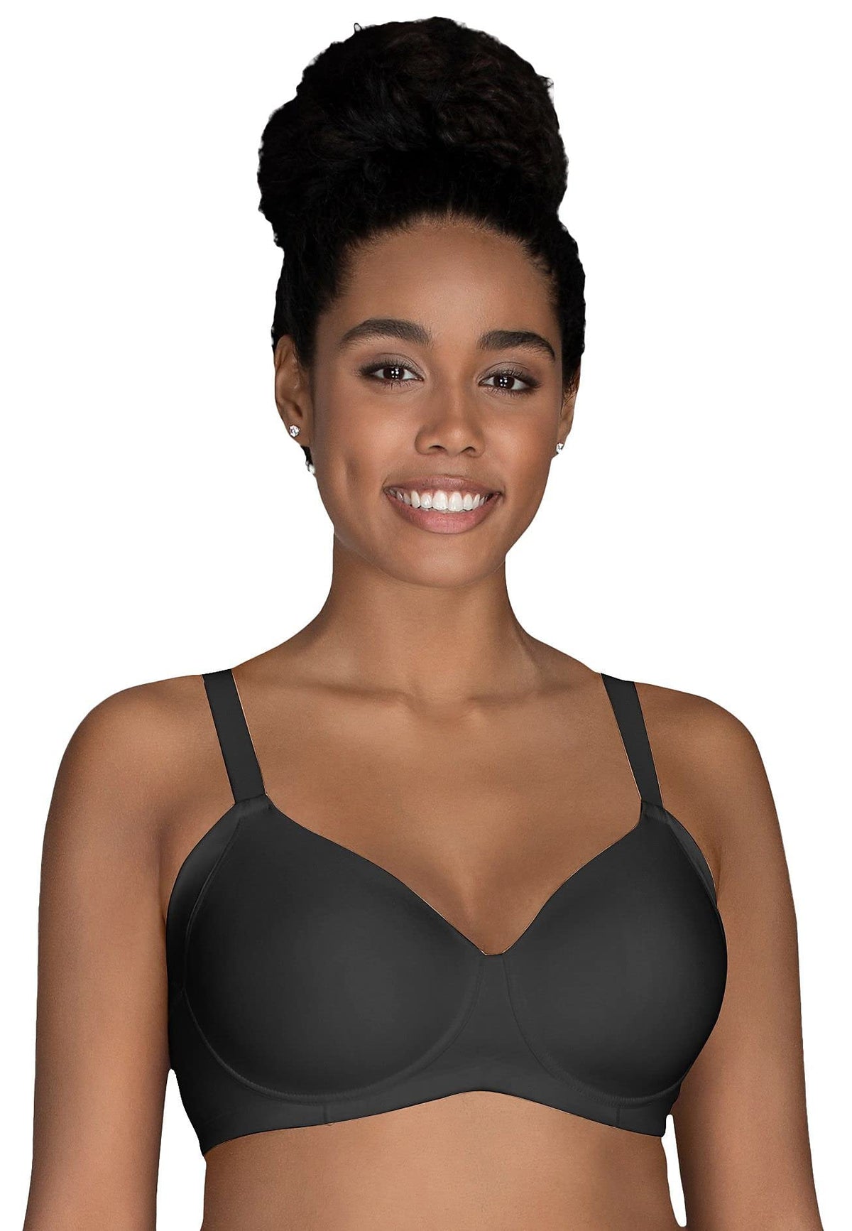 Vanity Fair Womens Beauty Back Bra With Extended Side  Back Smoothing, Full Figure Wirefree Midnight Black, 44Dd