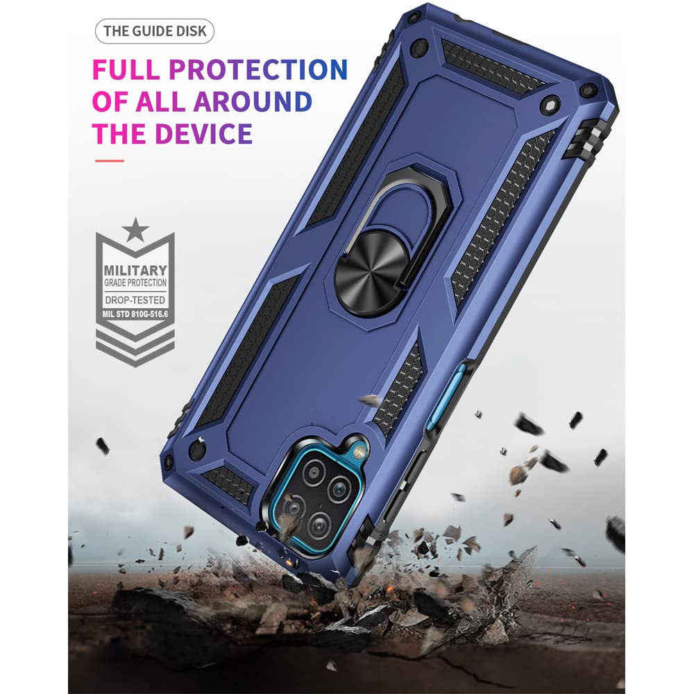 For Samsung Galaxy A12 Phone Case, Samsung A12 Case With Hd Screen Protector, [Military Grade 16Ft. Drop Tested] Ring Shockproof