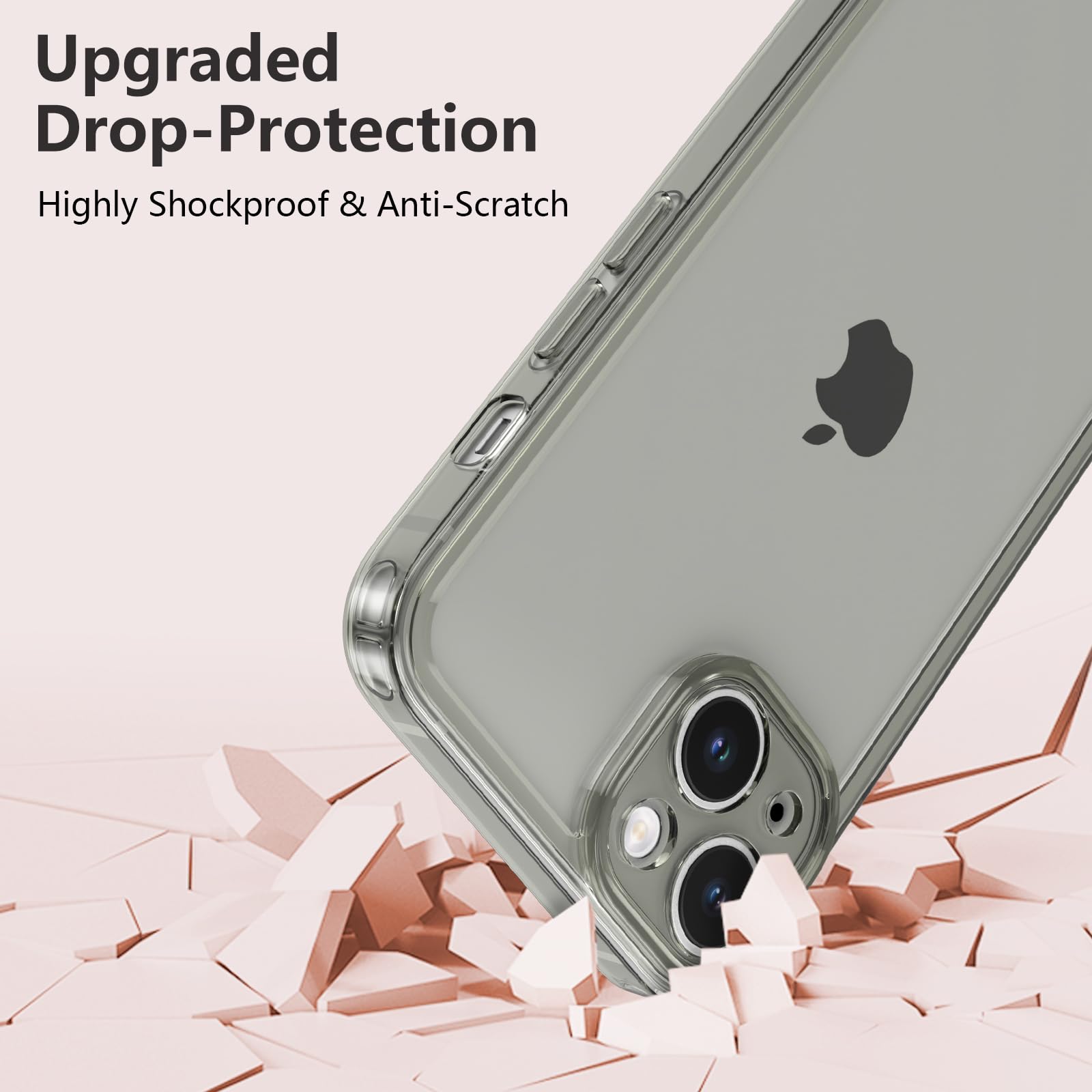 ZTOFERA iPhone 13 6.1 inch Clear Shockproof Protective Silicone Phone Case Gray