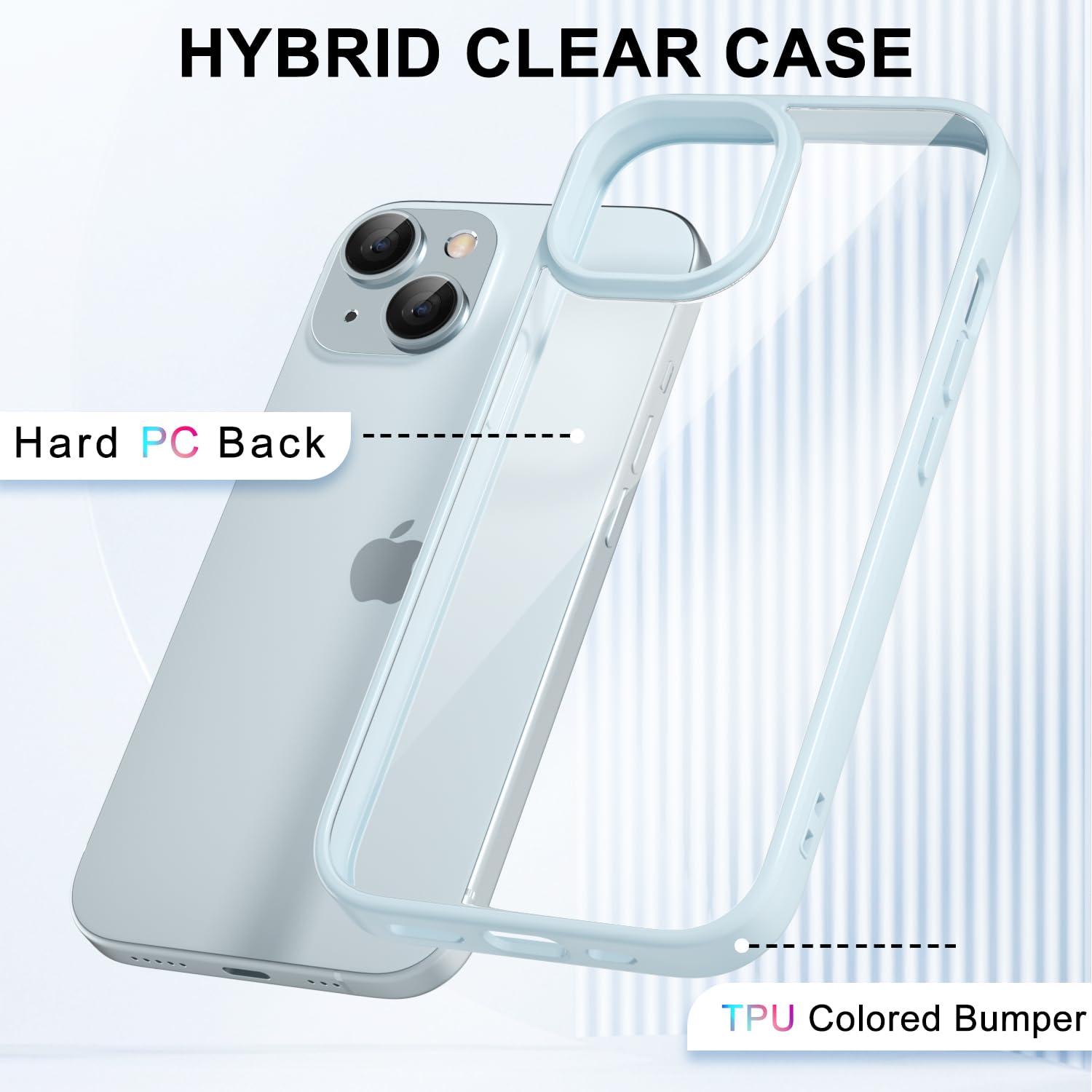 Loeoel For Iphone 15 Case Clear, Transparent Hybrid 15 Phone Case [Hard Plastic & Soft Silicone Bumper] Acrylic Non Yellowing Th