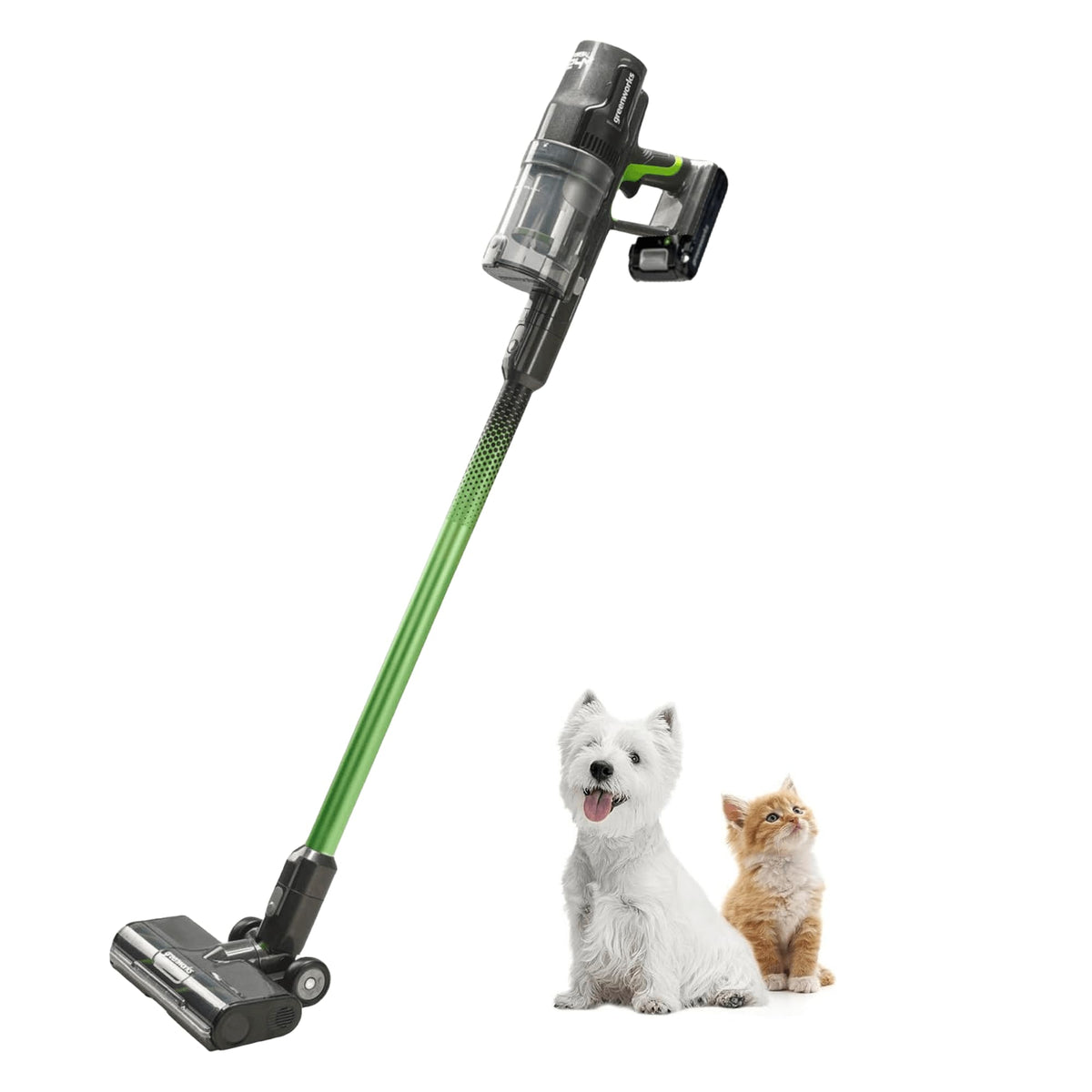 Greenworks 24V Brushless Cordless Stick Vacuum, Lightweight, Handheld, Pet, Anti Allergen Hepa Filtration, Hard Floor, Carpet, C