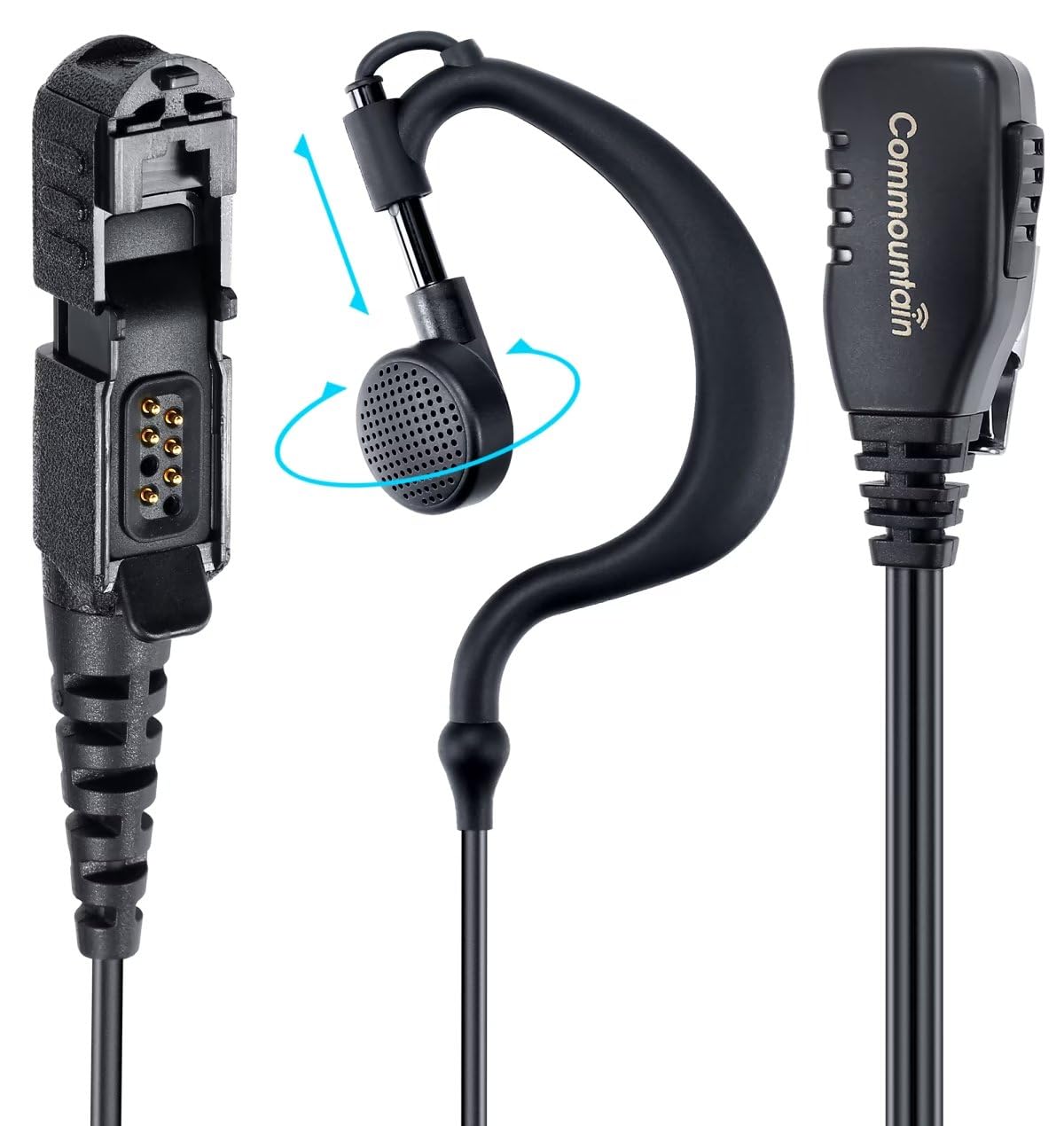 Commountain Xpr 3500E Xpr 3300E Earpiece With Mic Compatible For Motorola Radios Xpr3300E Xpr3500E Xpr3300 Xpr3500, G Shape Headset With Ptt Microphone, Fit Left Or Right Ear