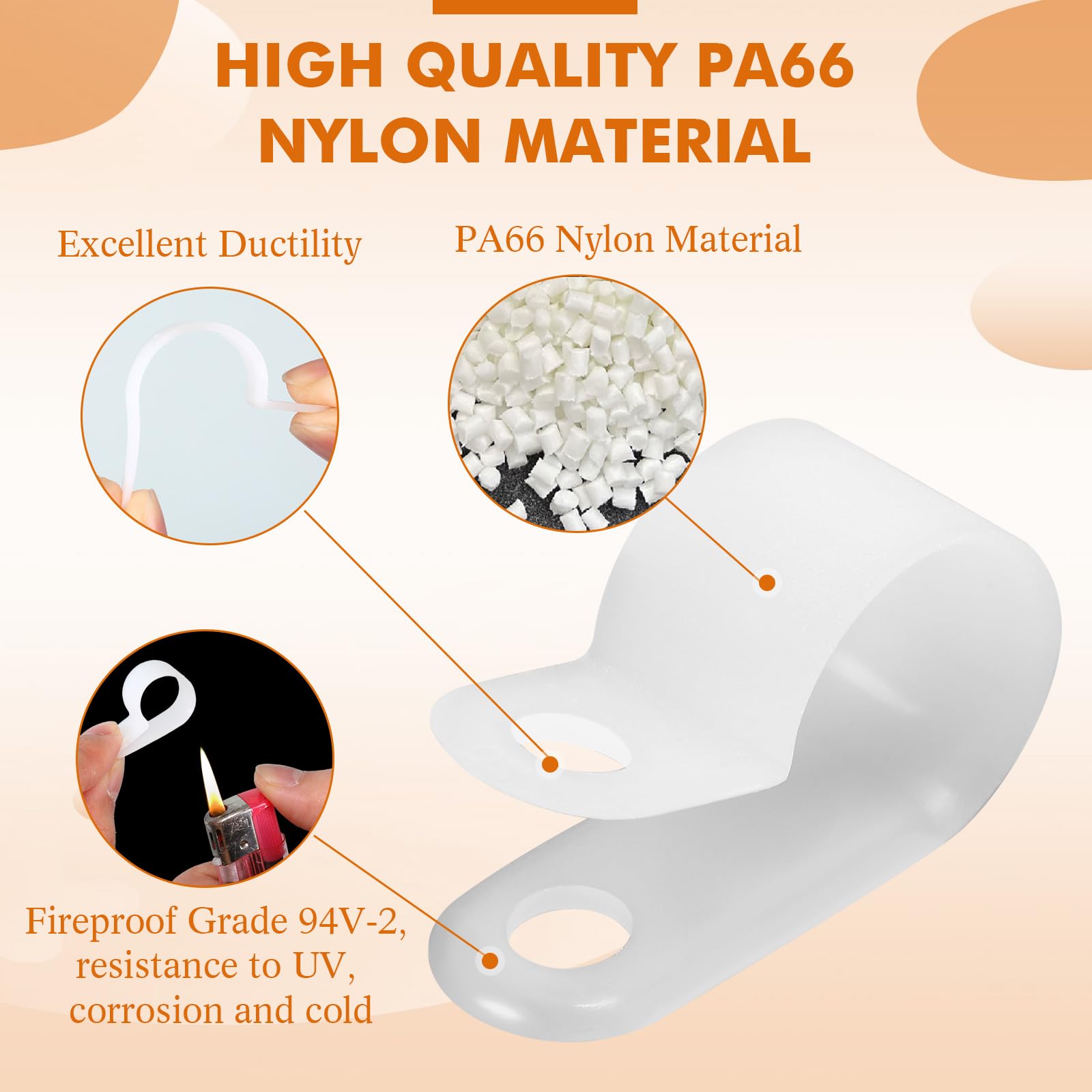 Hicarer 100 Pack R-Type Clip Cable Fastener Wire Clamp Nylon Screw Mounting Electrical Grip Clips With 100 Pack Screws For Wire