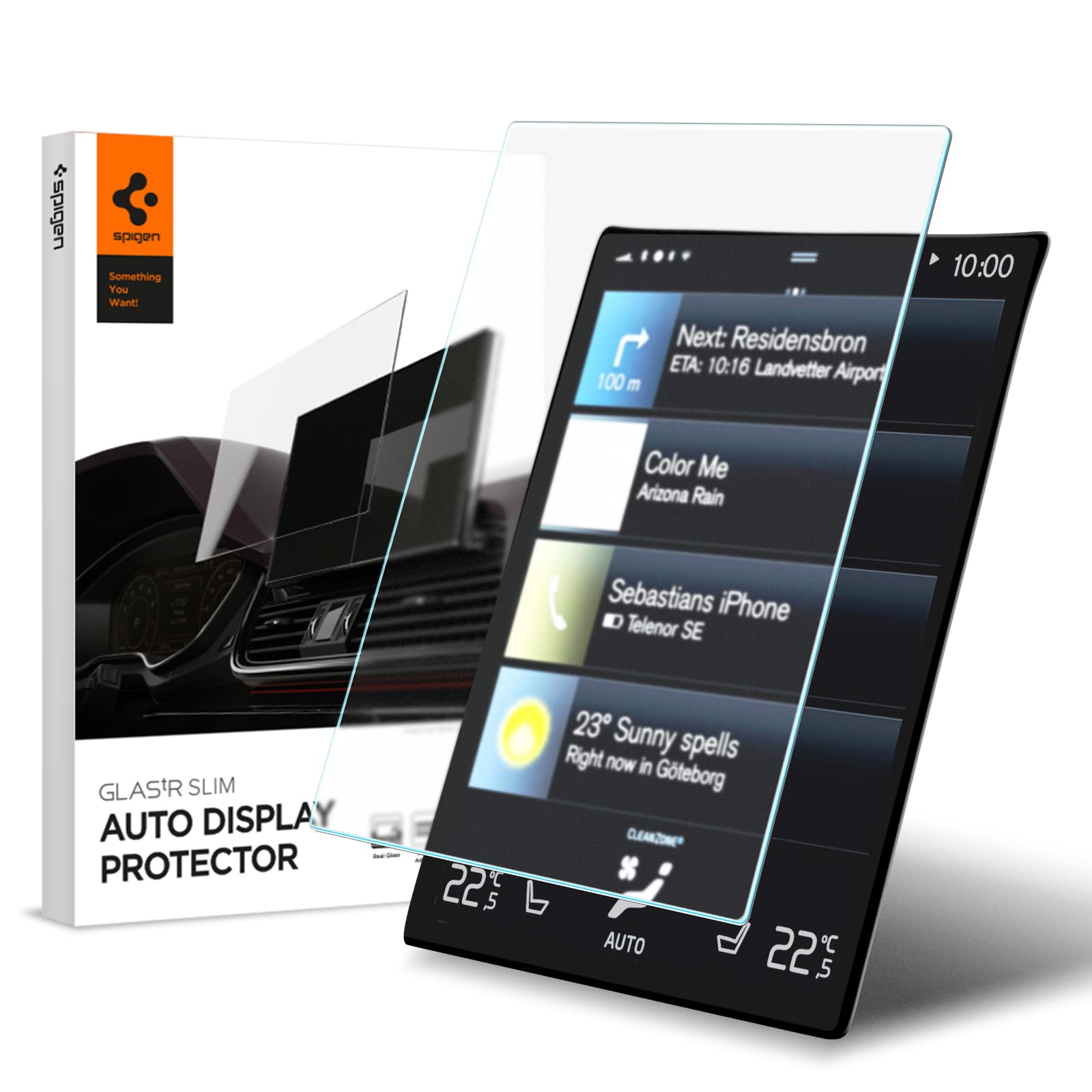 Spigen Tempered Glass Screen Protector [Glastr Slim] Designed For Volvo Xc40, 60, 90 (2025 2021), S60, 90 (2025 2018), V60, 90 (2025 2019) 9 Inch Dashboard Touchscreen   Matte/Anti Fingerprint