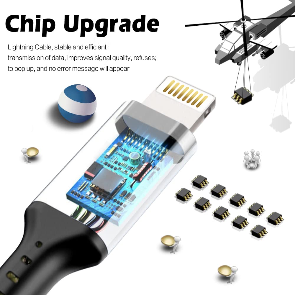 Iphone Charger [Apple Mfi Certified] 3 Pack 6Ft Lightning Cable Nylon Braided Fast Charging Iphone Charger Long Cord Compatible