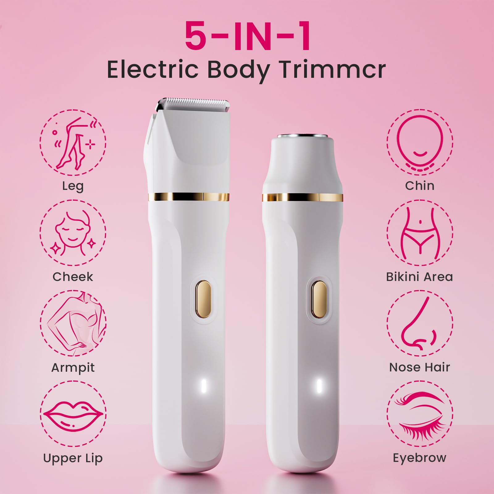 Electric Razors For Women, 5 In 1 Wet/Dry Bikini Trimmer With Usb Charge Dock, Deluxe Facial Hair Removal, Wet/Dry Body Shaver F