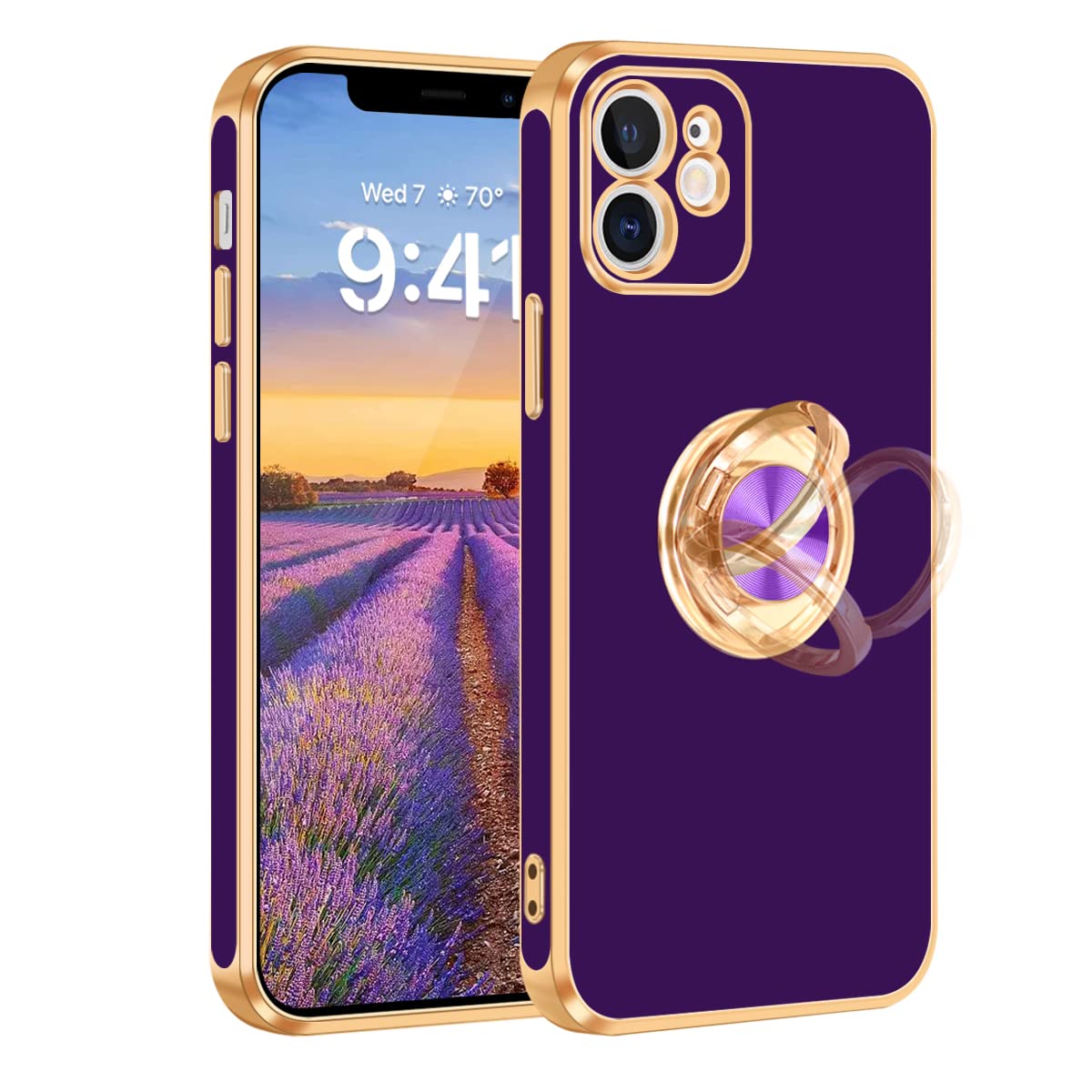 Fingic Compatible With Iphone 11 Case[With 360 Rotatable Ring Holder Kickstand] [Support Magnetic Car Mount] For Women Men Slim 