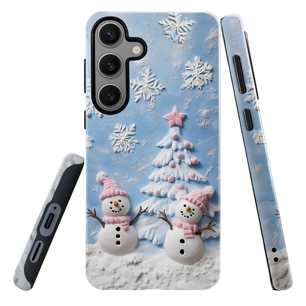 DAIZAG Case for Samsung Galaxy S23 FE,Military-Grade Protection Cover,Cute Snowman Flower Christmas Tree(Glossy)
