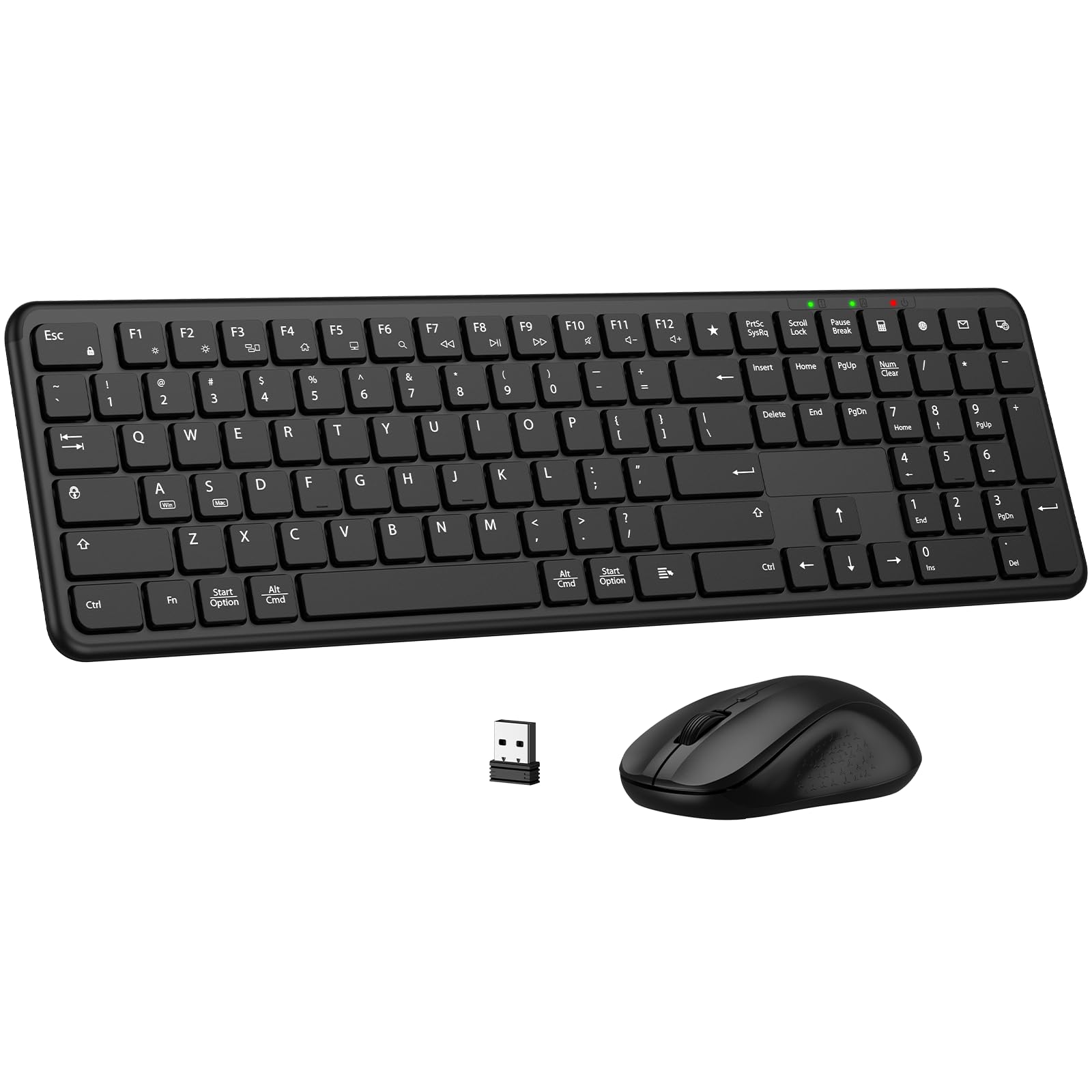 Wireless Keyboard and Mouse Combo, FullSize Silent Ergonomic Keyboard and Mouse, Sleep Mode, Long Battery Life, 2.4G LagFree C