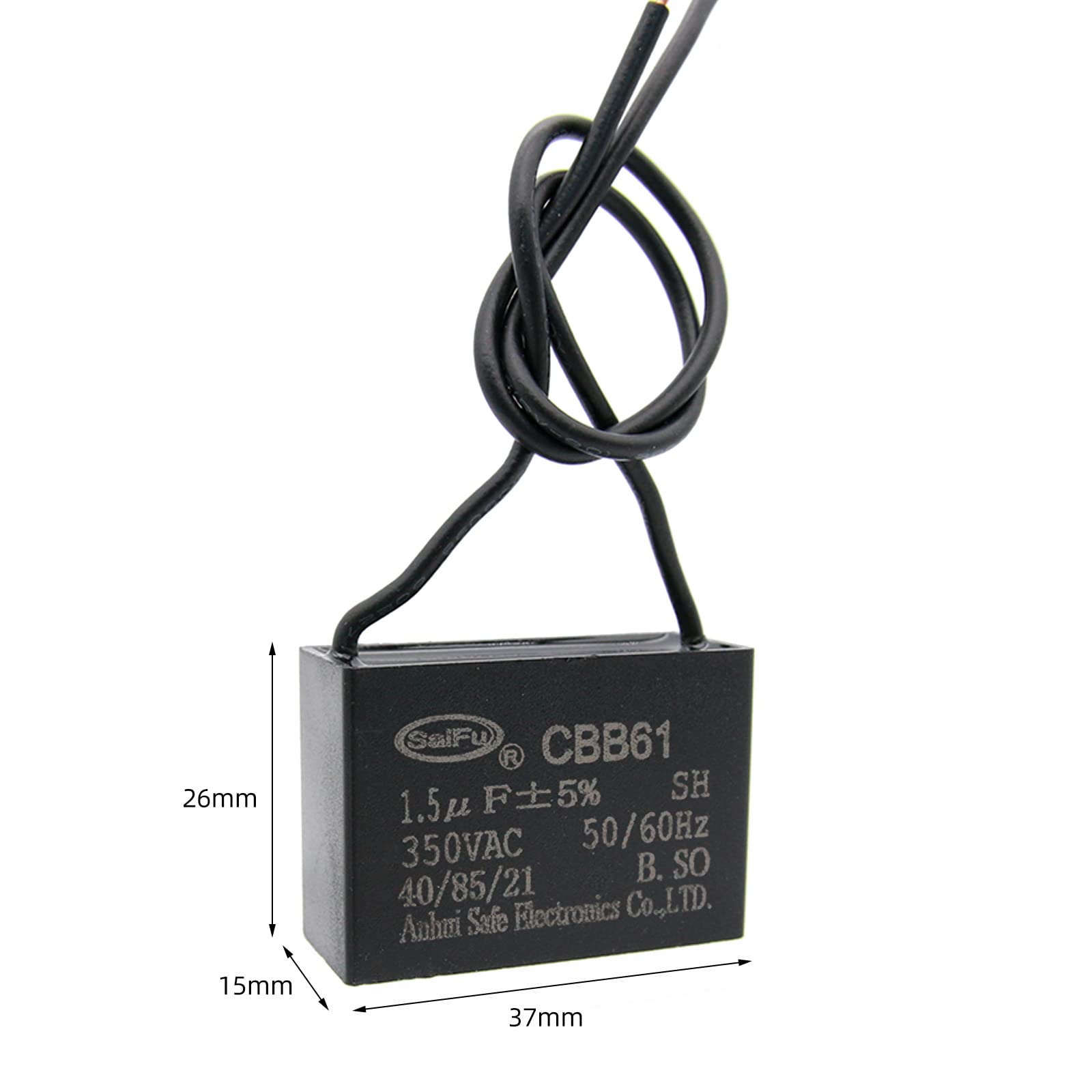 Akzytue Cbb61 Capacitor 1.5Uf 350V Ac Ceiling Fan 2 Wire 50/60Hz For Electric Fan Generator Pump Motor (2 Pack )