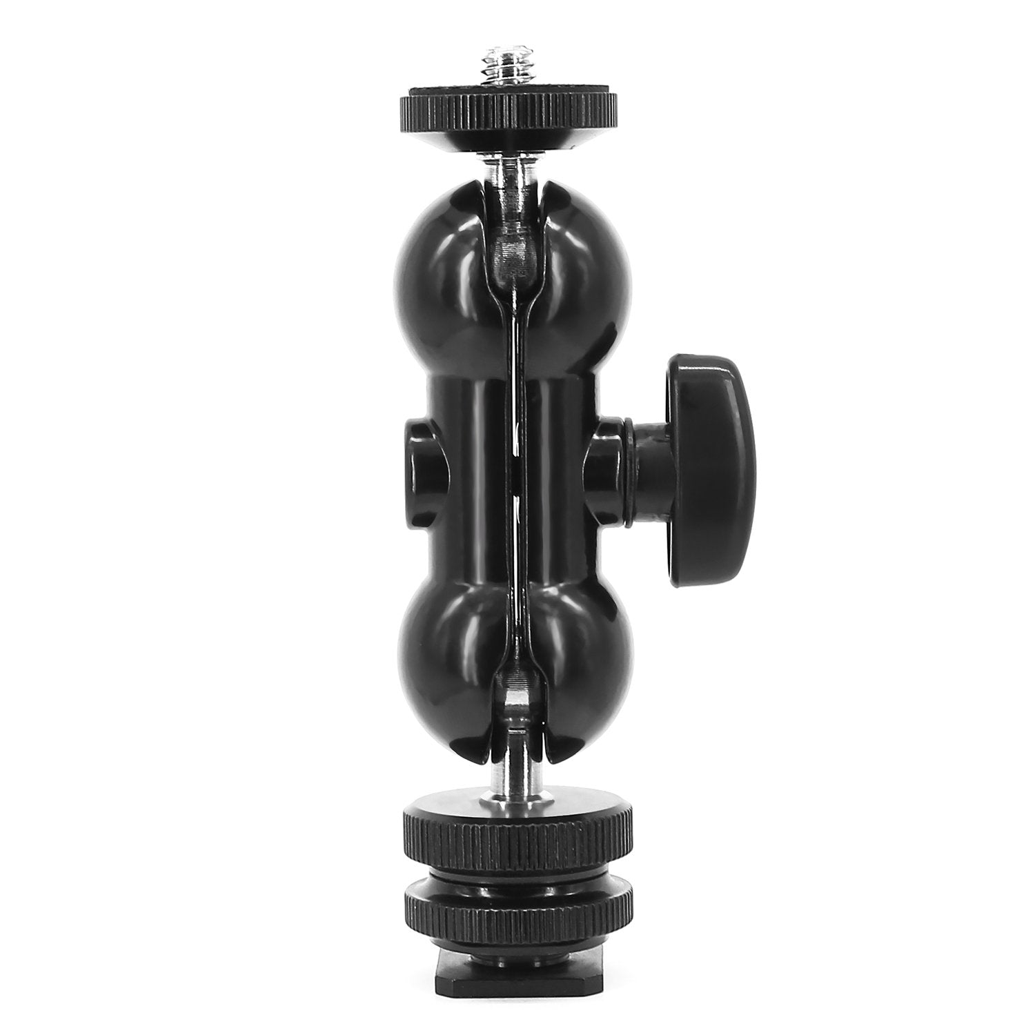 Ball Head Shoe Mount 1/4 Hot Shoe Mount Double Ballhead 1/4 Tripod Screw Multi-Function For Lcd Monitors,Led Light,Microphone