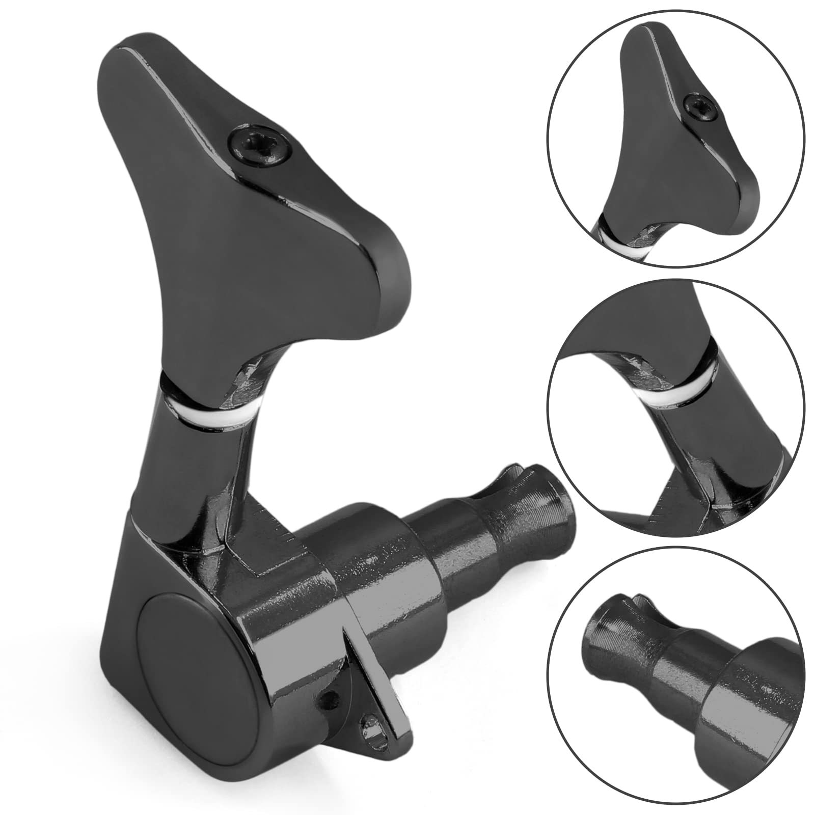 Jiozermi Black Sealed Guitar Tuners Pegs, 2L+2R String Tuning Pegs Keys Machine Heads Set Guitar Replacement Parts For 4 String