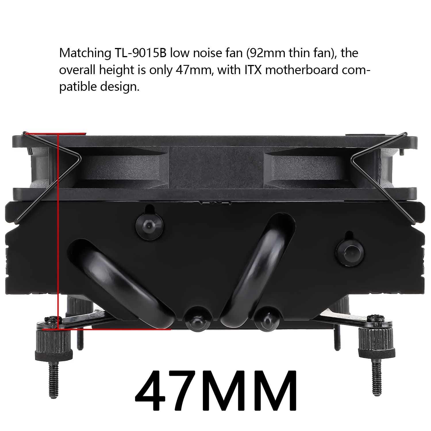 Thermalright Axp90 X47 Black Low Profile Cpu Cooler, With 92Mm Tl 9015B Slim Pwm Fan, Itx Cpu Cooler, Aghp Technology, 47Mm Heig