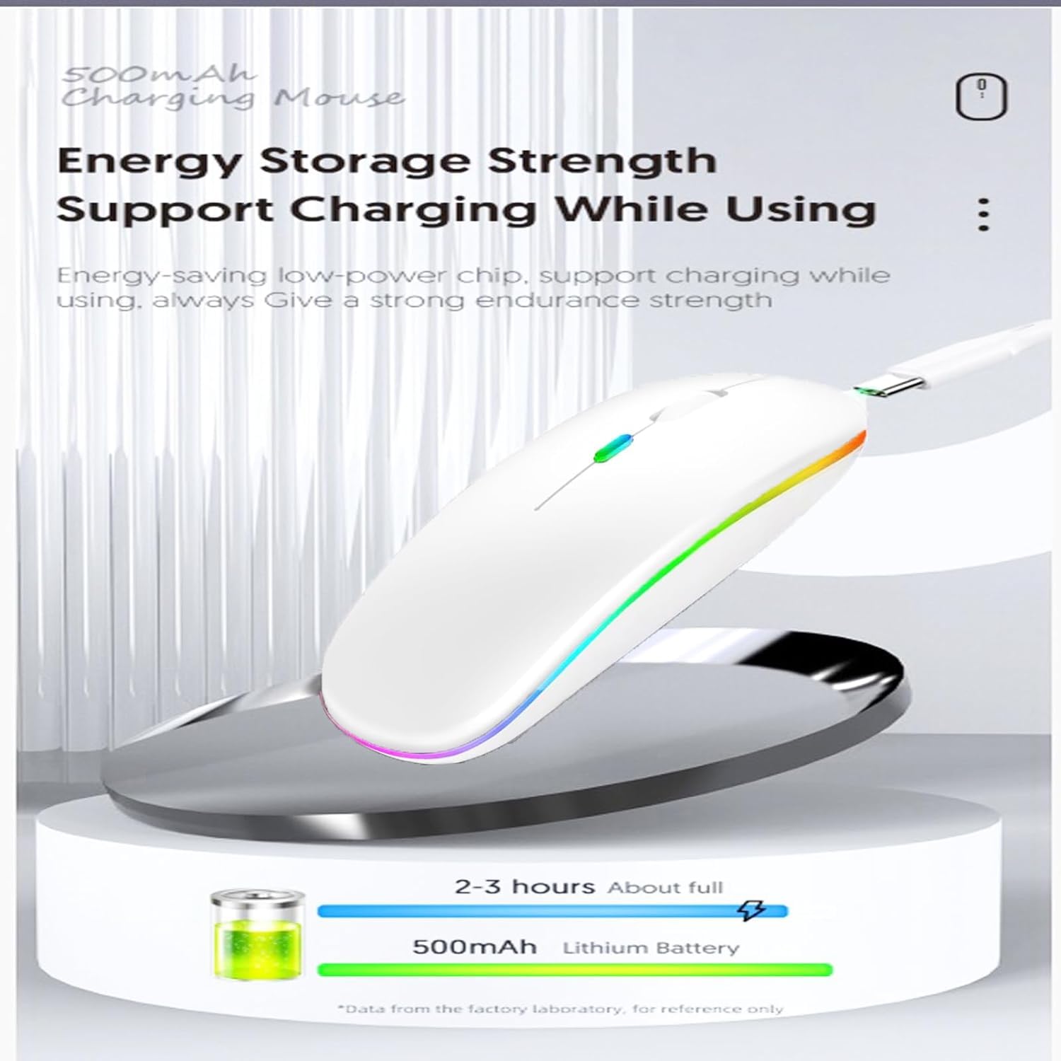 Guiheng Wireless Bluetooth Mouse,Led Dual Mode Rechargeable Silent Slim Laptop Mouse,Portable(Bt5.2+Usb Receiver) Dual Mode Comp