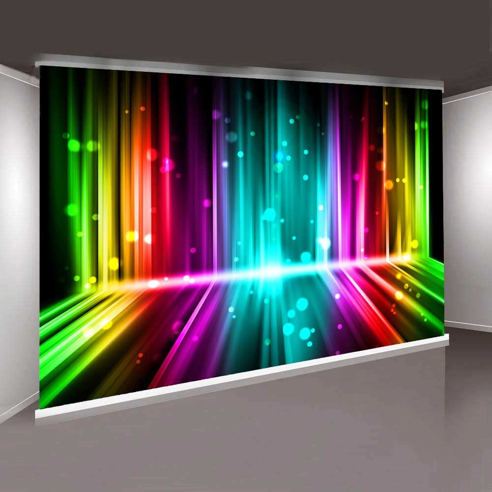 Sensfun Let'S Glow Party Backdrop Music Disco Dance Rainbow Neon Photography Background Birthday Newborn Photo Studio Vinyl Bann