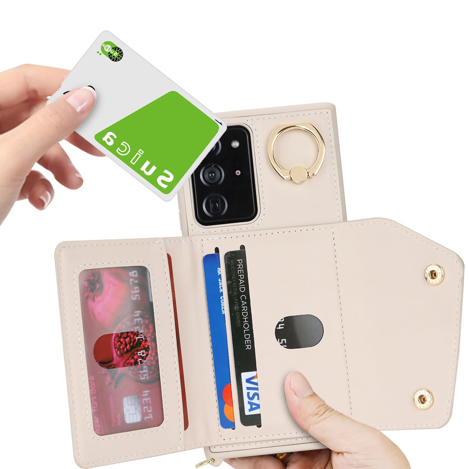 Lipvina For Samsung Galaxy Note 20 Ultra Case With Card Holder And Strap - Zipper Pocket,Crossbody Lanyard Strap,Credit Card Hol