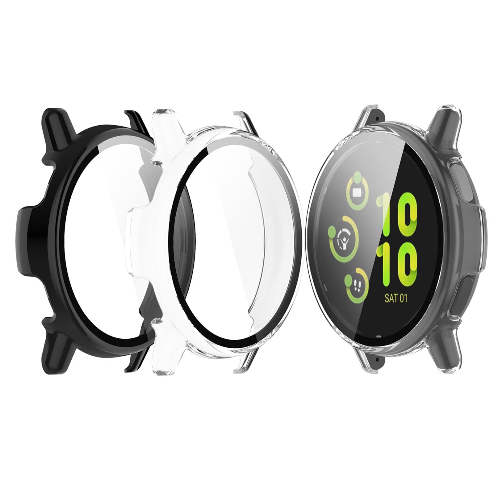 Compatible With Garmin Vivoactive 5 Watch Case Cover, Replacement Pc Protective Case Full Cover Built-In Hd Tempered Glass Scree