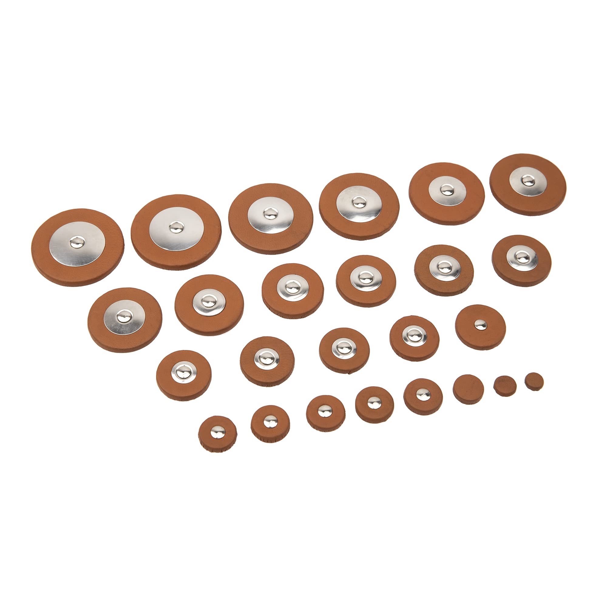 25Pcs Yootones Sax Leather Pads 14 Sizes Replacement Accessories Compatible With Alto Saxophone Brown