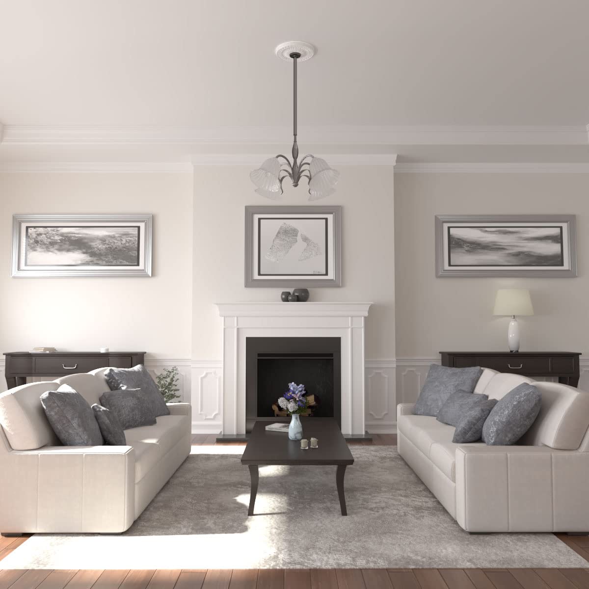 Ekena Millwork Cm20Ha Randee Ceiling Medallion, 20''Od X 1 3/8''P (Fits Canopies Up To 3 7/8''), Factory Primed