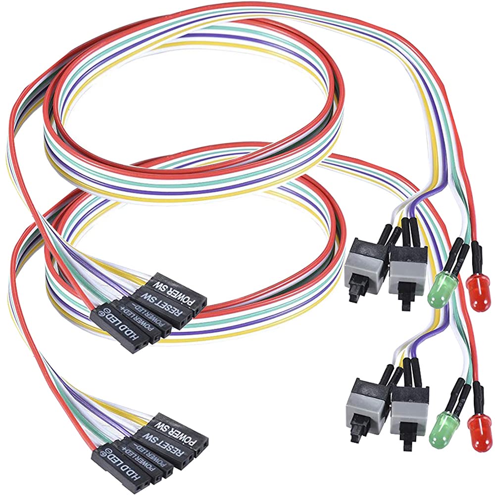 Warmstor 2 Pack Desktop Computer Case Motherboard On/Off/Reset/Hdd Switch Power Cord Pc Power Button Switch Power Sw Cable Atx C