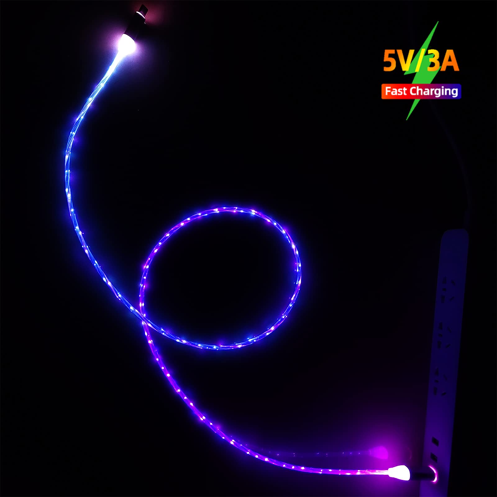 Ulikto 3.3Ft/1M Type C Cable Led Light Up Charger Cord Visible 7 Colors Rgb Gradual Changing Shining 3A Fast Charging Usb A To Usb C Data Sync Cord For Samsung Galaxy S21 S20 S10/S9/Note 20/10/9/8