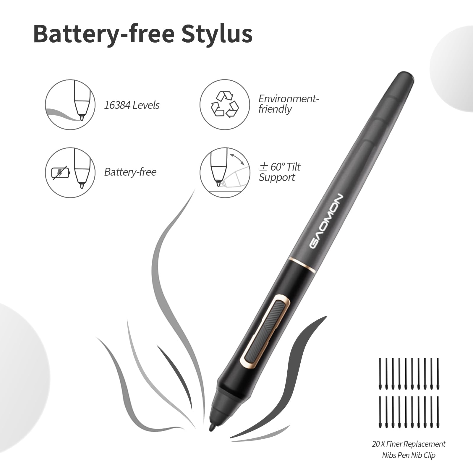 Bluetooth Drawing Tablet Gaomon Wh851 8 X 5 Inches Graphics Tablet, Digital Art Tablet Supports 16384 Levels, Intuitive Dial Wit