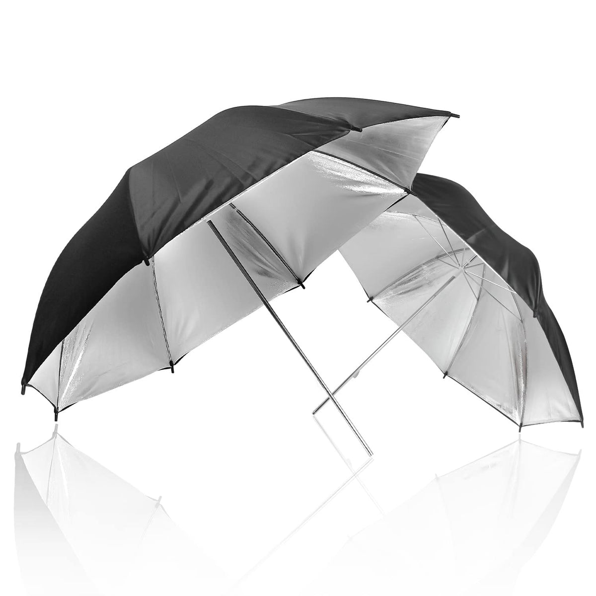 LimoStudio [2 Pack] 33 inch Diameter Double Layer Black / Silver Photo Umbrella Lighting Reflector for Contrast, Concentrative Light, AGG127