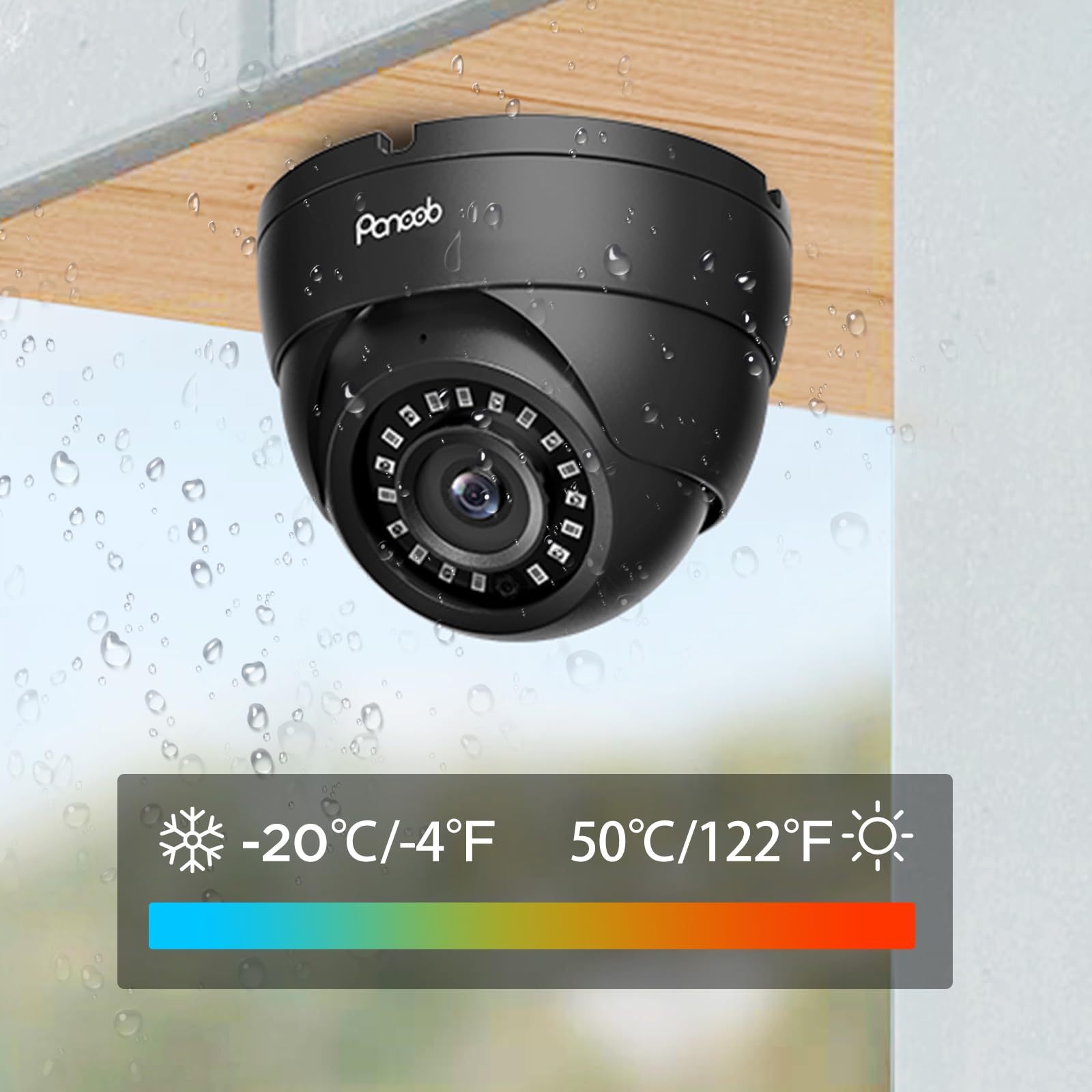 Panoob 5Mp Turret Ip Poe Camera Outdoor Indoor, Wired Security Surveillance Poe Dome Camera, Built In Microphone, Human Detectio