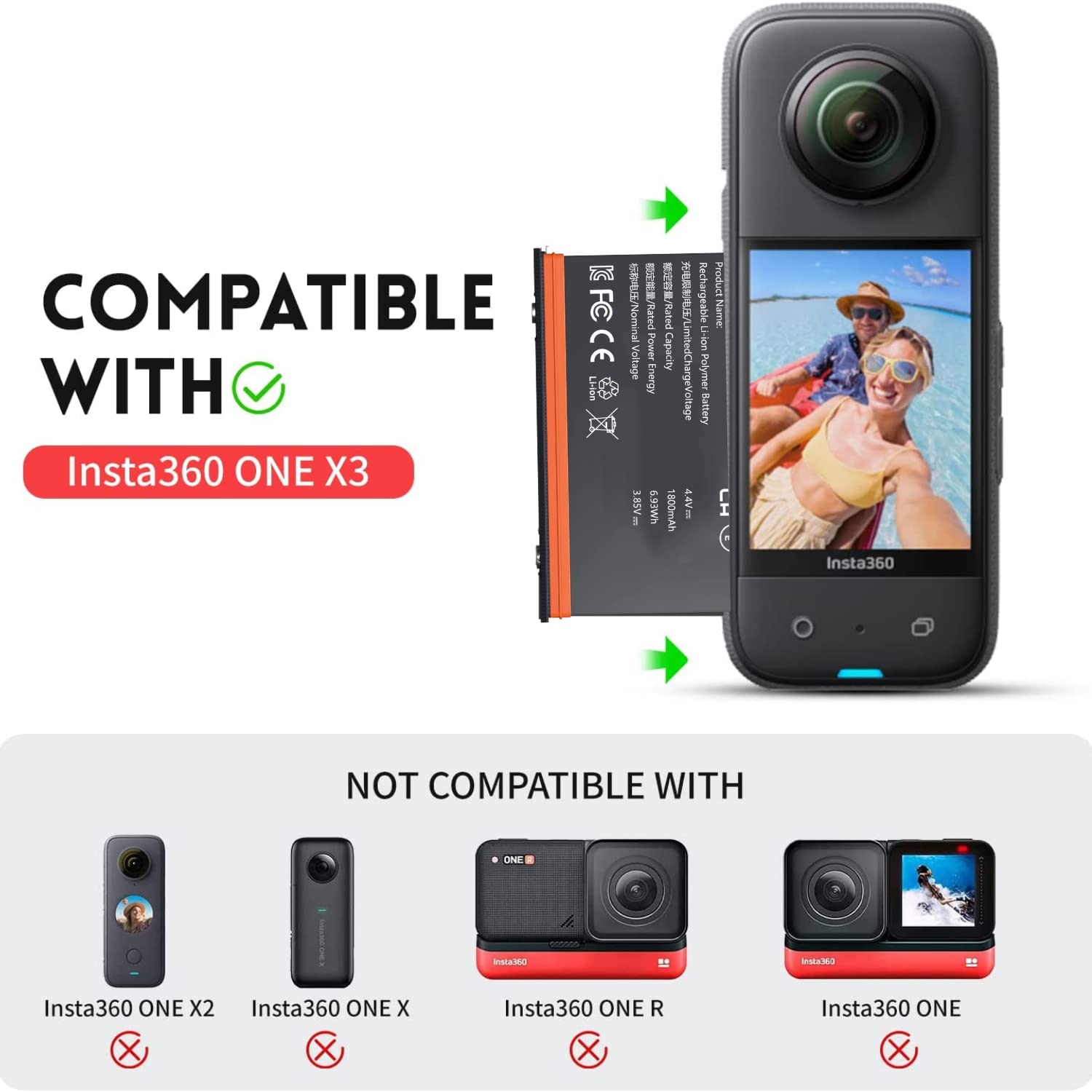 2 Packs Replacement Insta 360 X3 Battery 1800Mah And Battery 3 Channel Fast Charge Hub(Cinsaaq/A) Compatible With Insta 360 X3 A