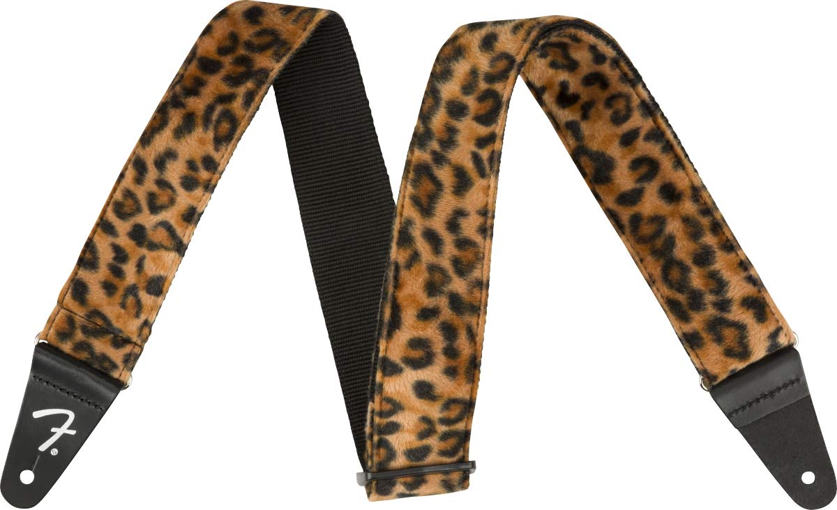 Fender Wild Animal Print Guitar Strap, Guitar Accessories, Adjustable Length from 34 to 59, Leather Ends, 2in, Leopard