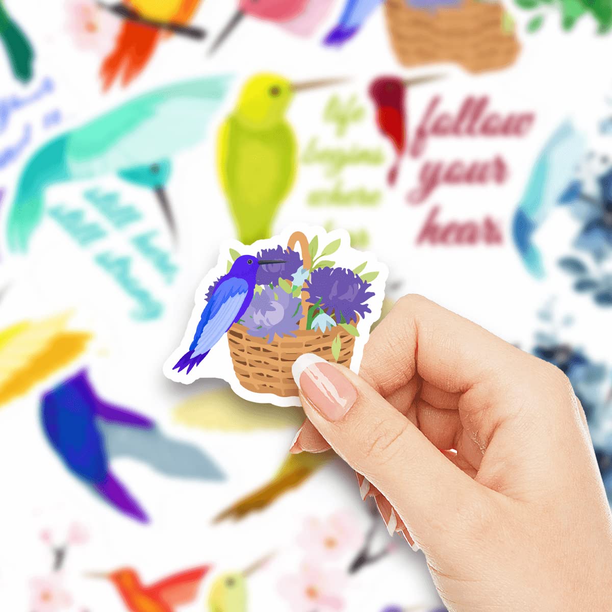 Goleex 20 Pack Pcs Hummingbird Waterproof Vinyl Stickers Aesthetic Animal Sticker Laptop Phone Bottles Luggage Decals Journaling