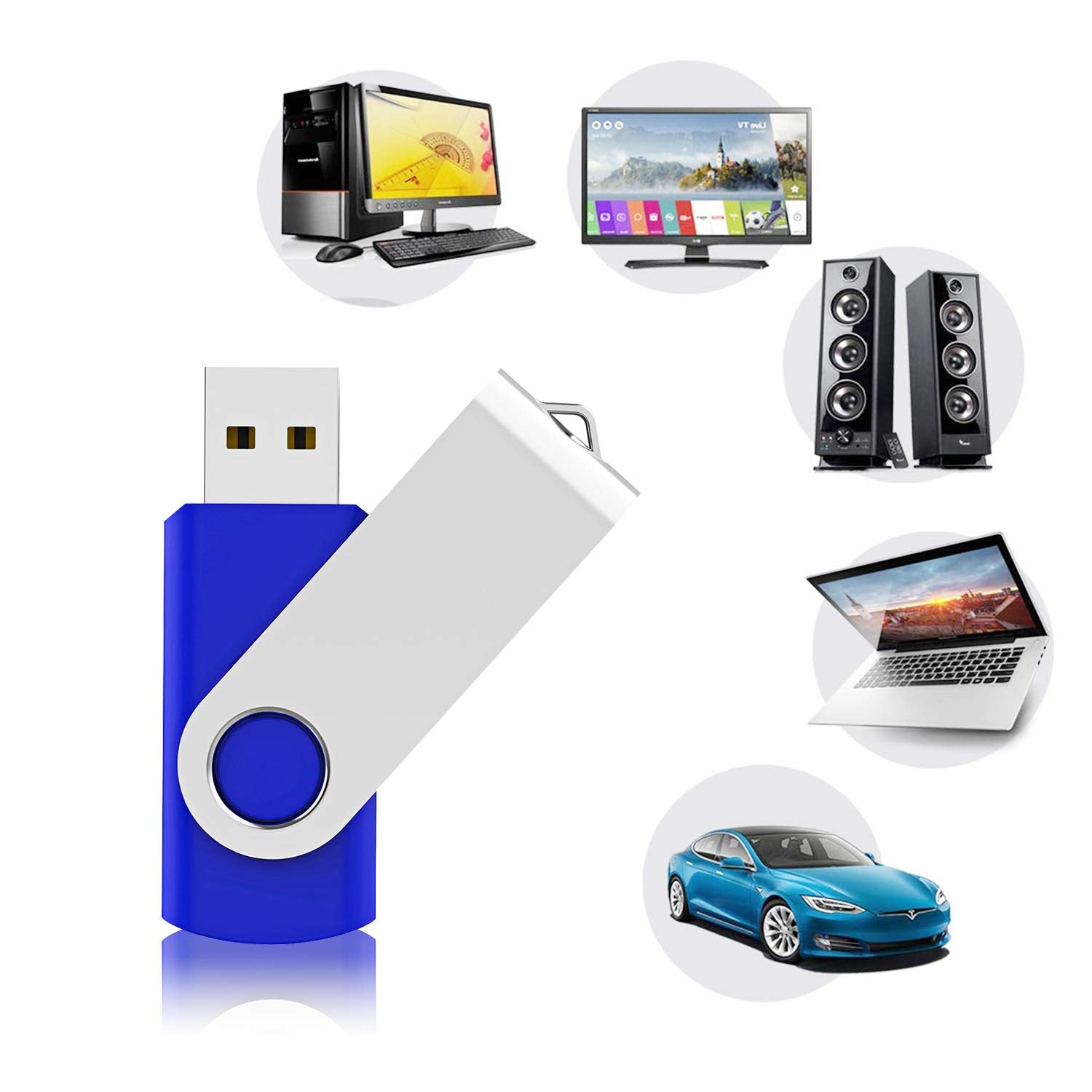 Kexin 8Gb Flash Drive 10 Pack Usb Flash Drive Thumb Drive Memory Stick Jump Drive Pen Drive Zip Drive (Usb 2.0, Blue)
